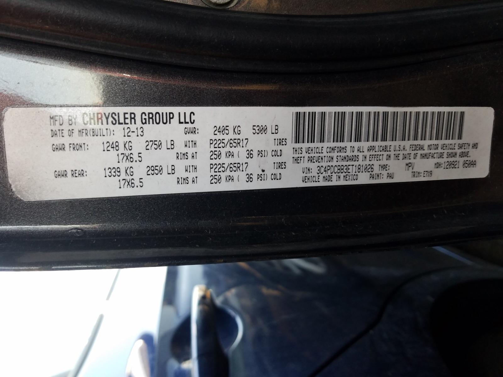 Photo 10 from auction – 2014 DODGE JOURNEY SX with VIN 3C4PDCBB3ET181026