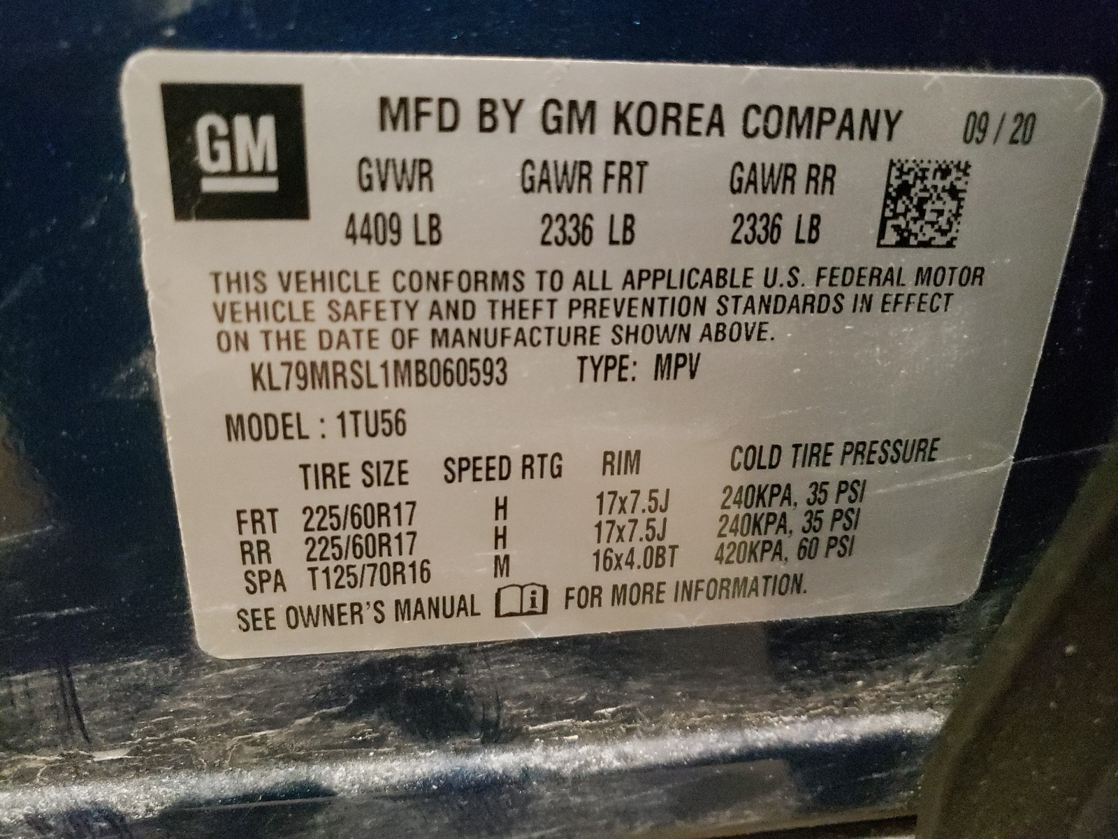 Photo 10 from auction – 2021 CHEVROLET TRAILBLAZE with VIN KL79MRSL1MB060593