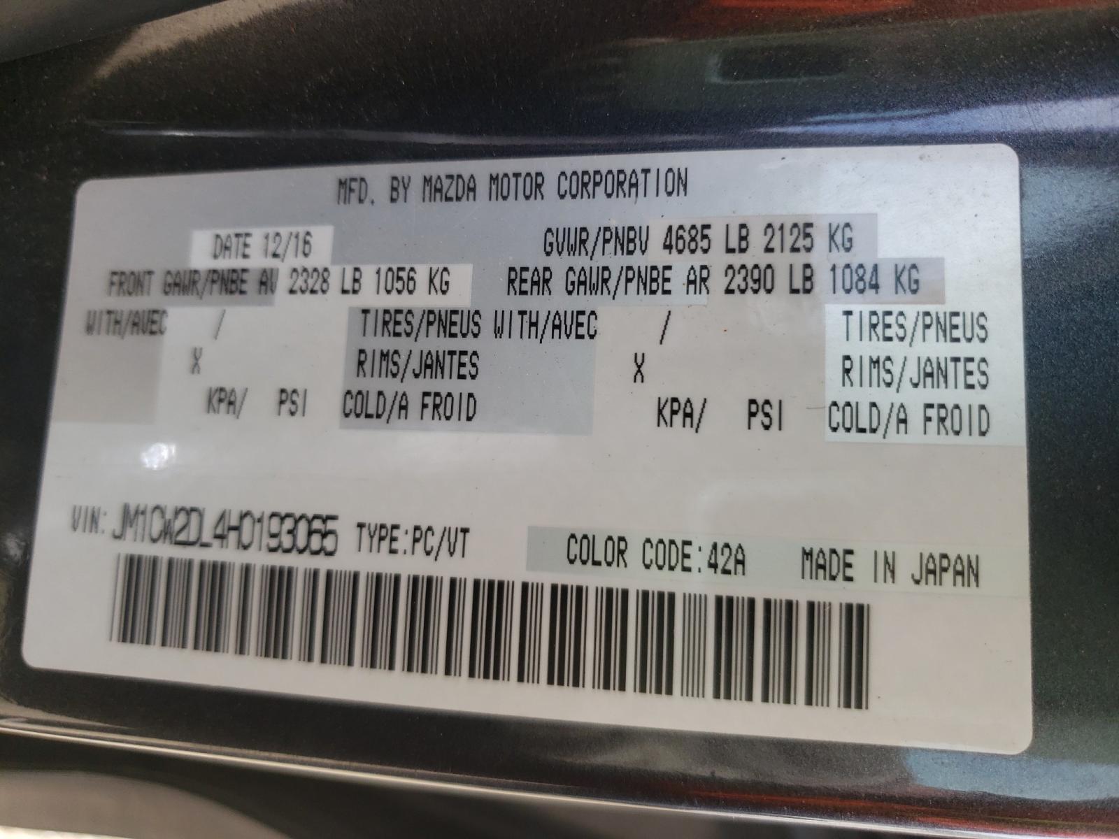 Photo 10 from auction – 2017 MAZDA 5 GRAND TO with VIN JM1CW2DL4H0193065