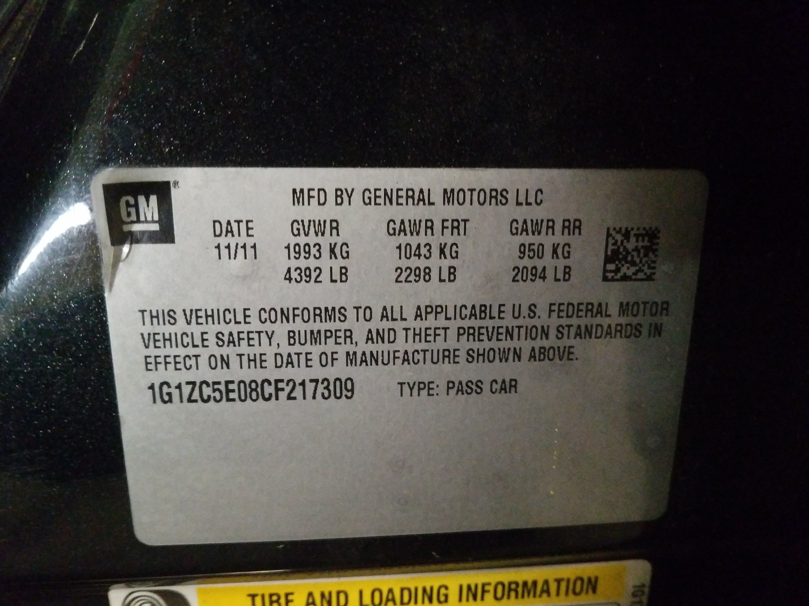 Photo 10 from auction – 2012 CHEVROLET MALIBU 1LT with VIN 1G1ZC5E08CF217309