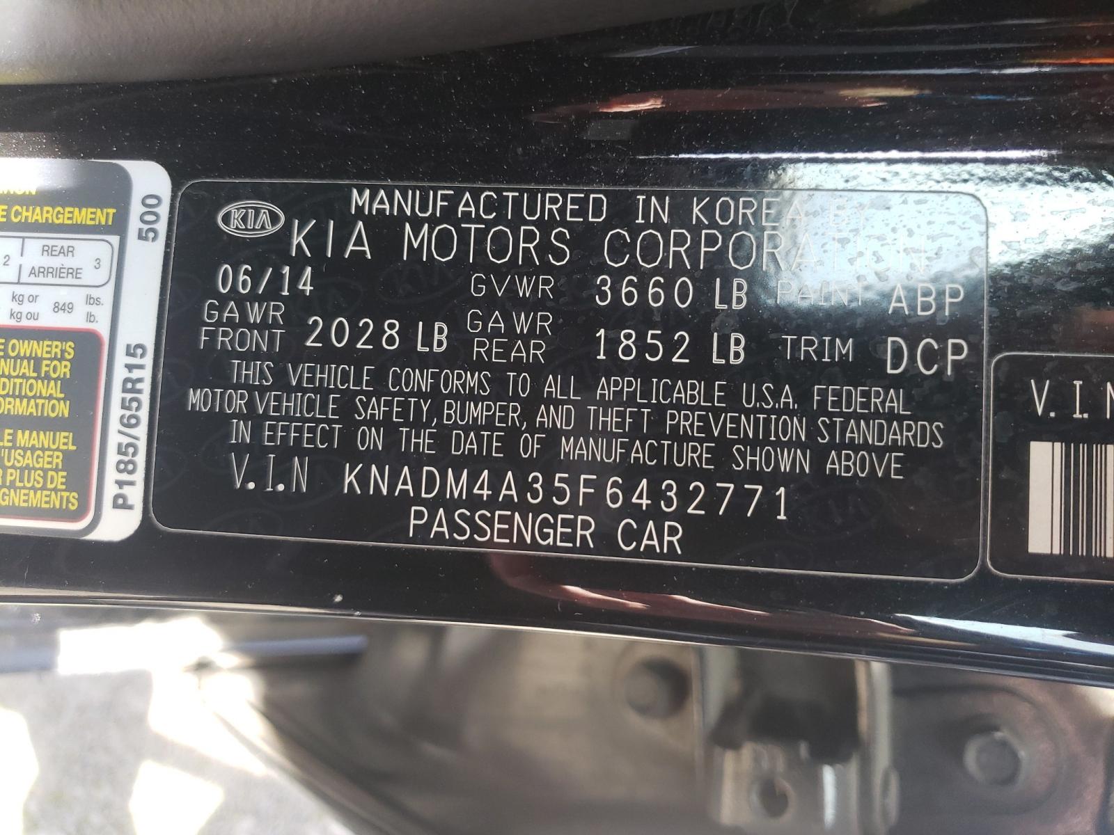 Photo 10 from auction – 2015 KIA RIO LX with VIN KNADM4A35F6432771