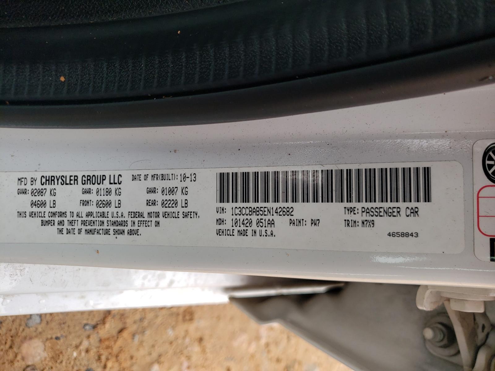 Photo 10 from auction – 2014 CHRYSLER 200 LX with VIN 1C3CCBAB5EN142682