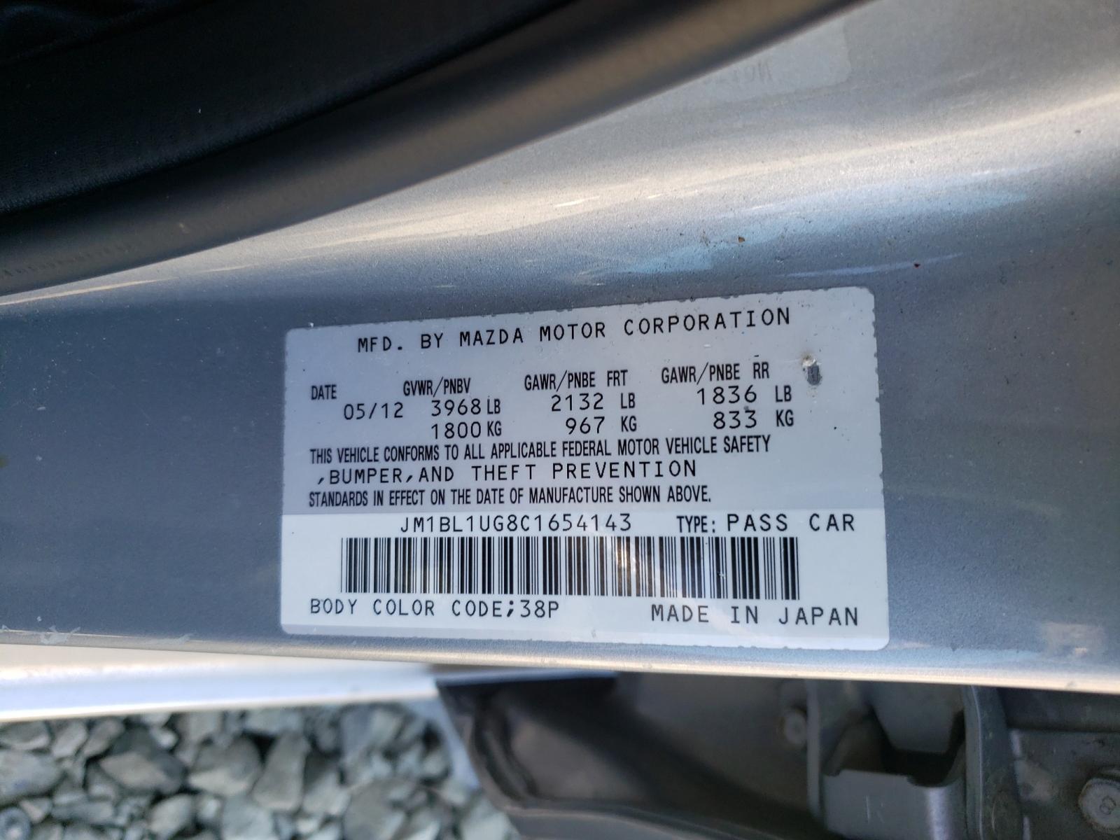 Photo 10 from auction – 2012 MAZDA 3 I with VIN JM1BL1UG8C1654143