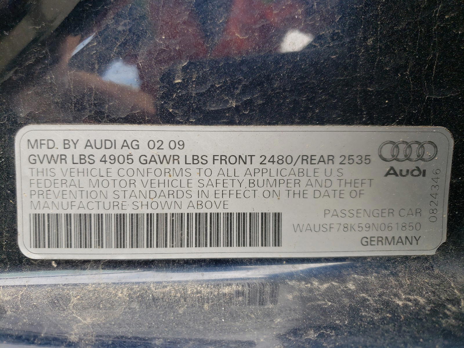 Photo 10 from auction – 2009 AUDI A4 PREMIUM with VIN WAUSF78K59N061850