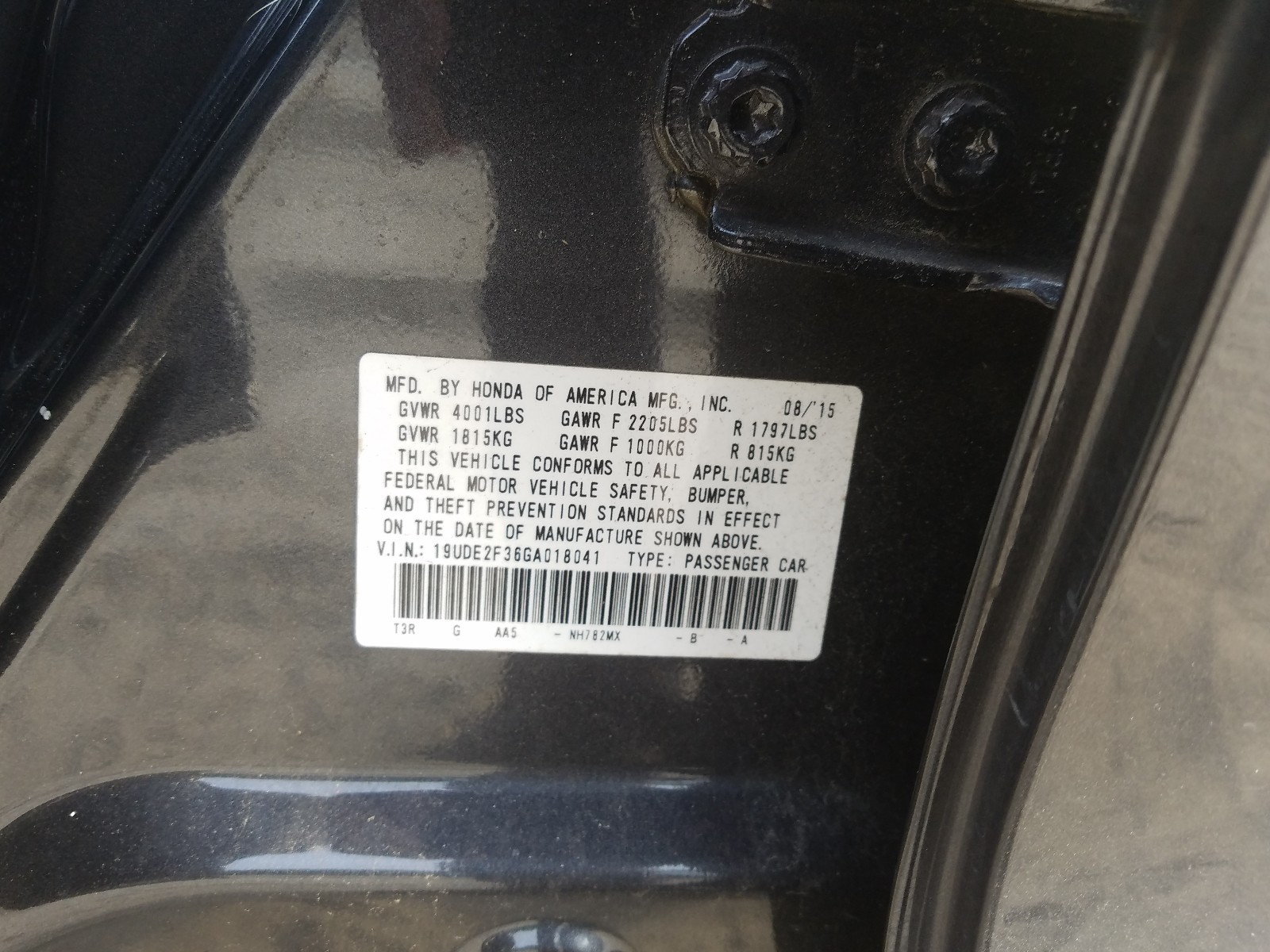 Foto 10 de la subasta – 2016 ACURA ILX BASE W con VIN 19UDE2F36GA018041