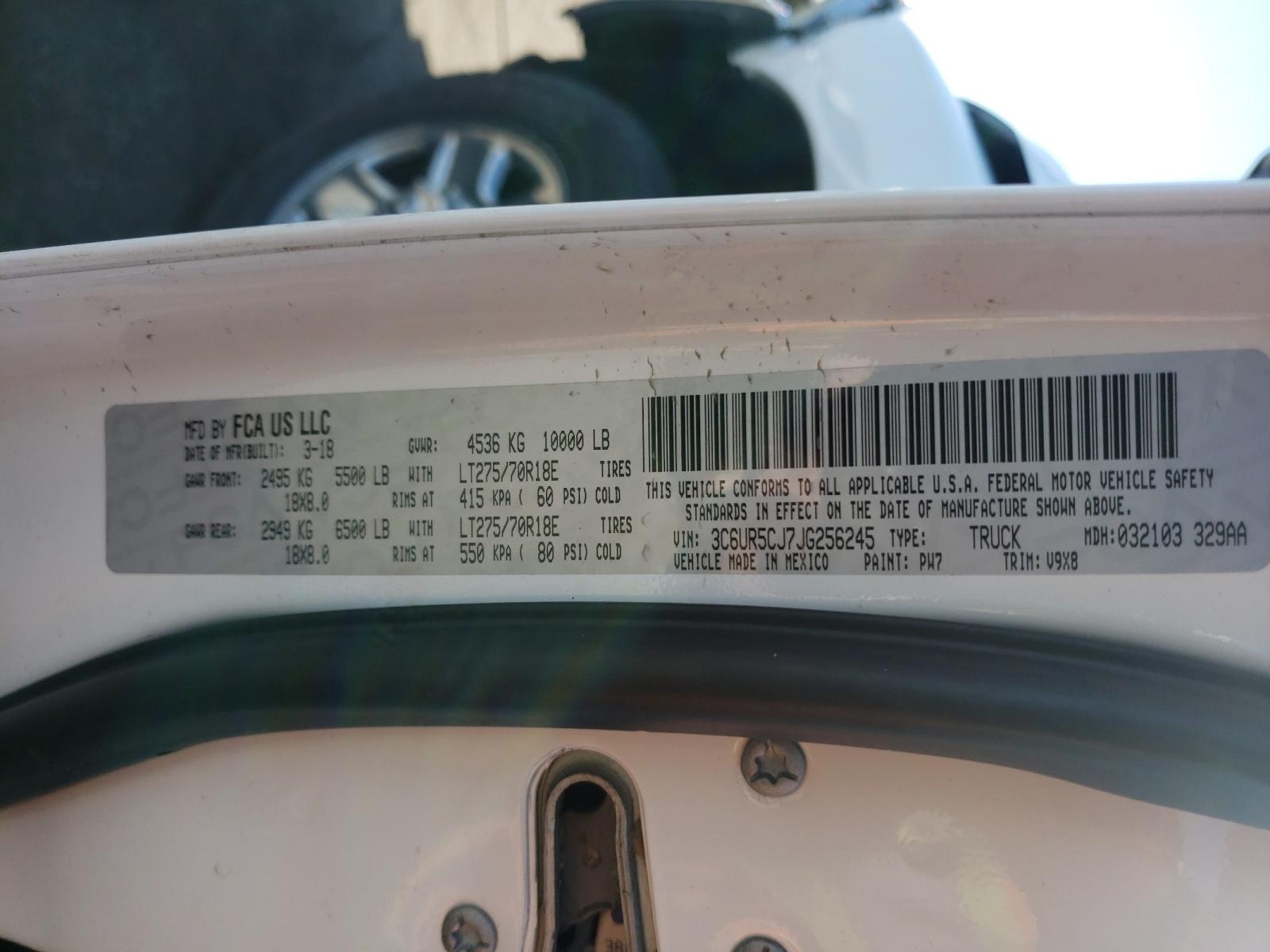 Photo 10 from auction – 2018 RAM 2500 ST with VIN 3C6UR5CJ7JG256245