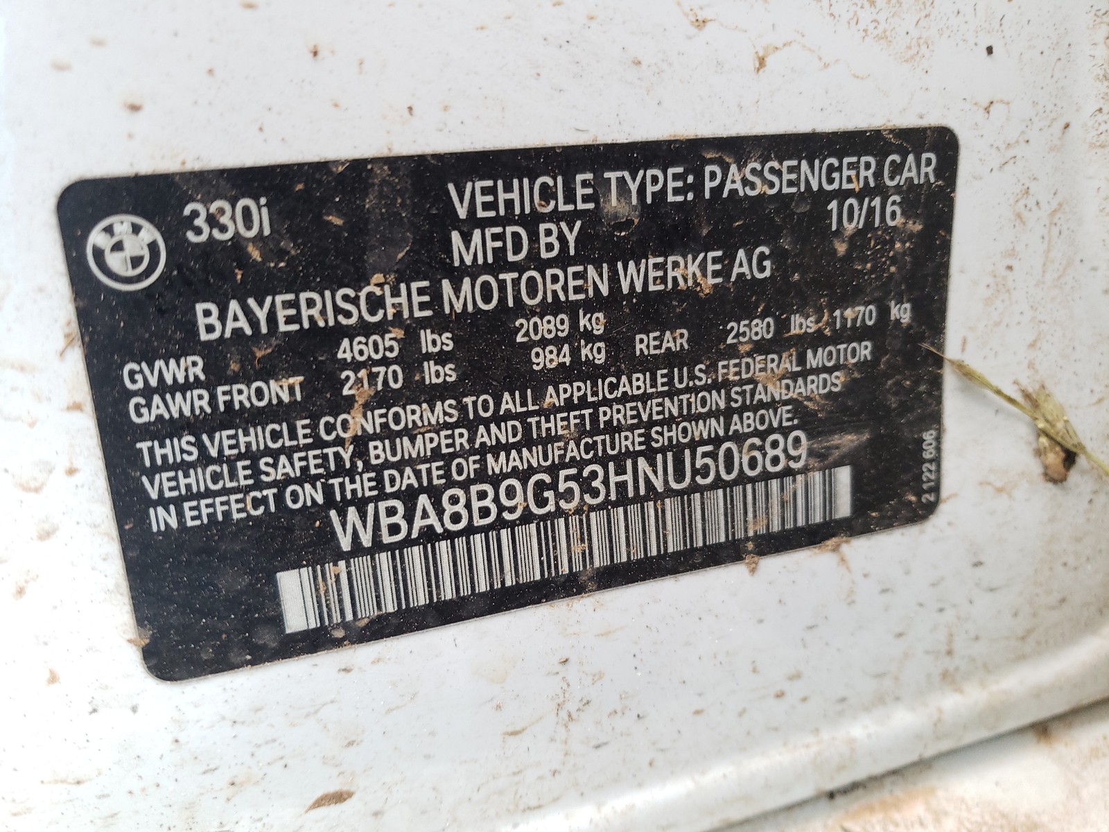 Photo 10 from auction – 2017 BMW 330 I with VIN WBA8B9G53HNU50689