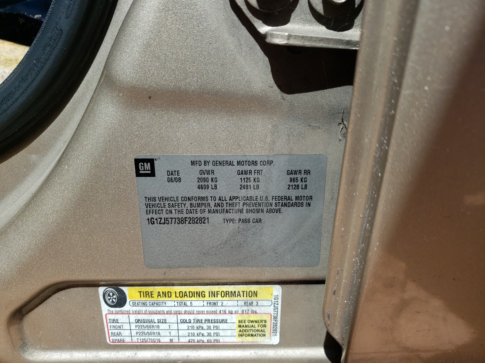 Photo 10 from auction – 2008 CHEVROLET MALIBU with VIN 1G1ZJ57738F282821
