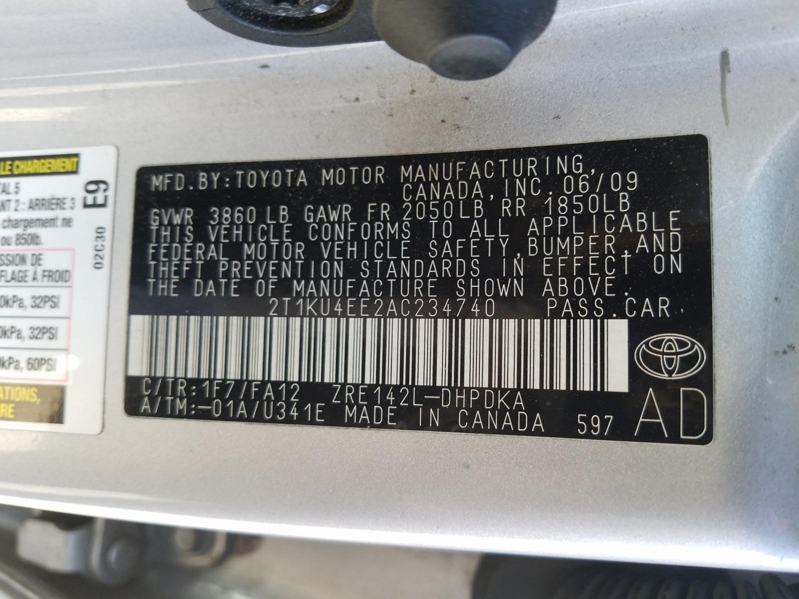 Photo 10 from auction – 2010 TOYOTA COROLLA MA with VIN 2T1KU4EE2AC234740