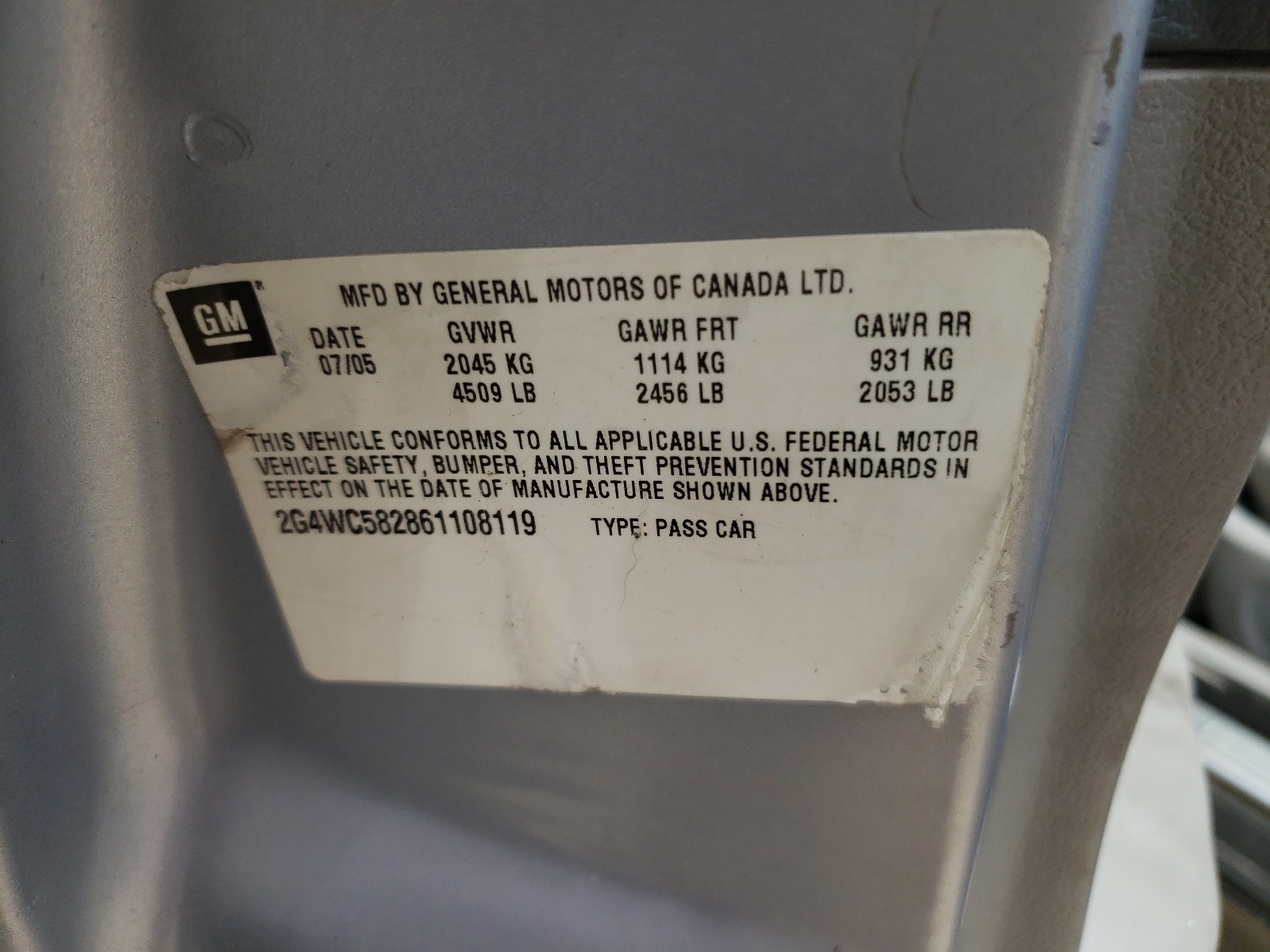 Photo 10 from auction – 2006 BUICK LACROSSE C with VIN 2G4WC582861108119