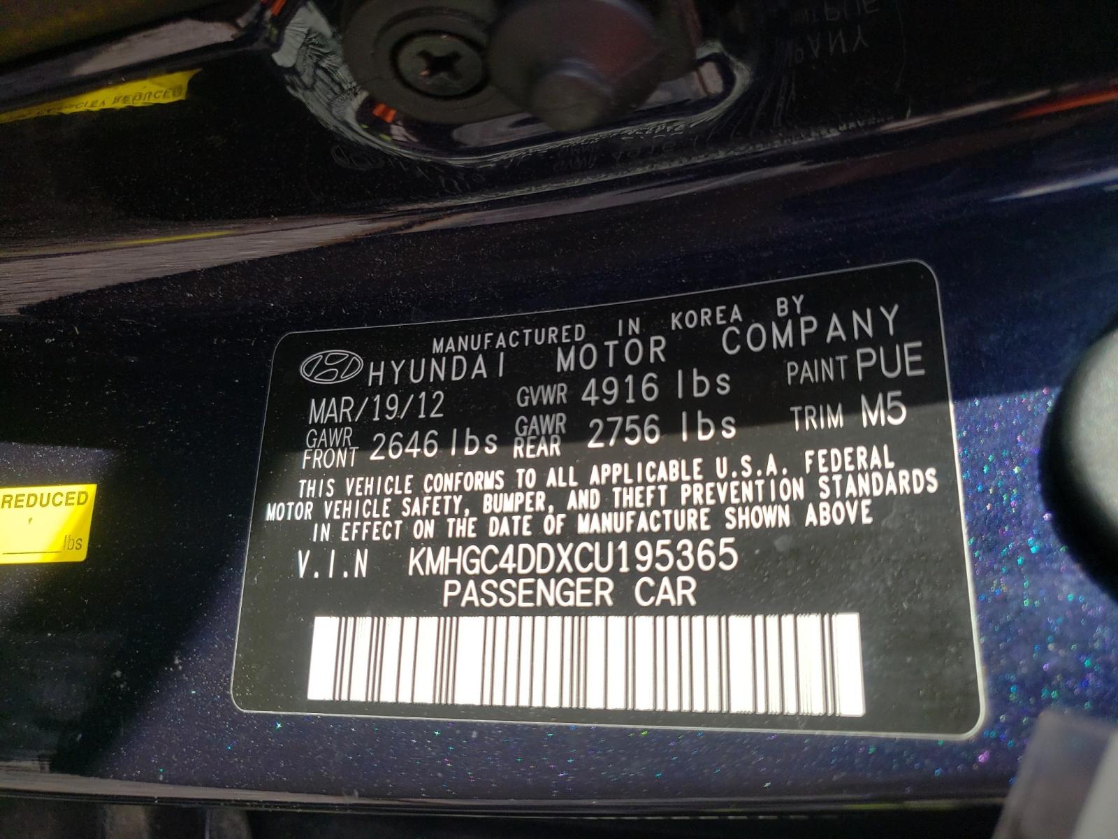 Photo 10 from auction – 2012 HYUNDAI GENESIS 3. with VIN KMHGC4DDXCU195365