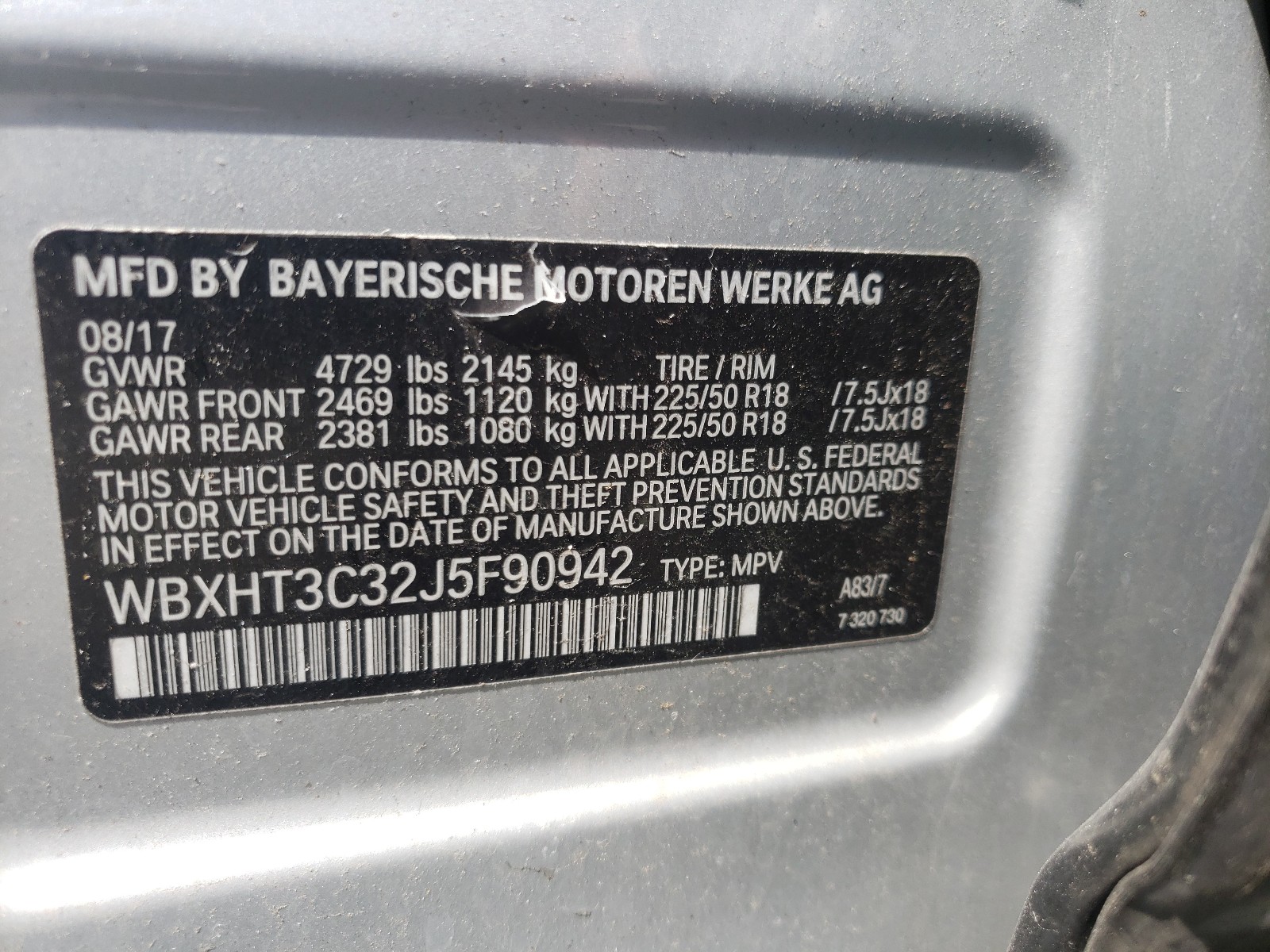Photo 10 from auction – 2018 BMW X1 XDRIVE2 with VIN WBXHT3C32J5F90942