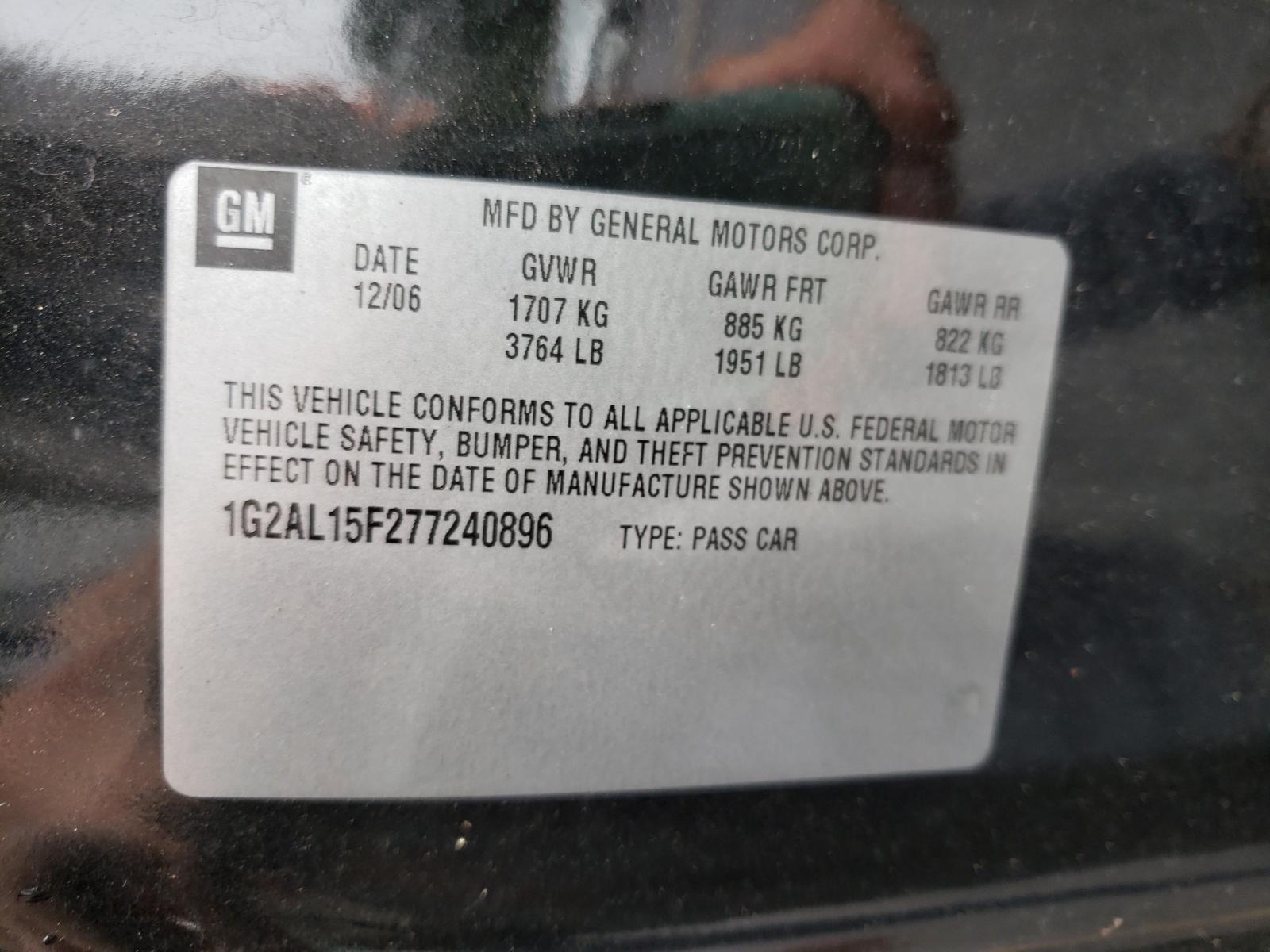 Photo 10 from auction – 2007 PONTIAC G5 with VIN 1G2AL15F277240896