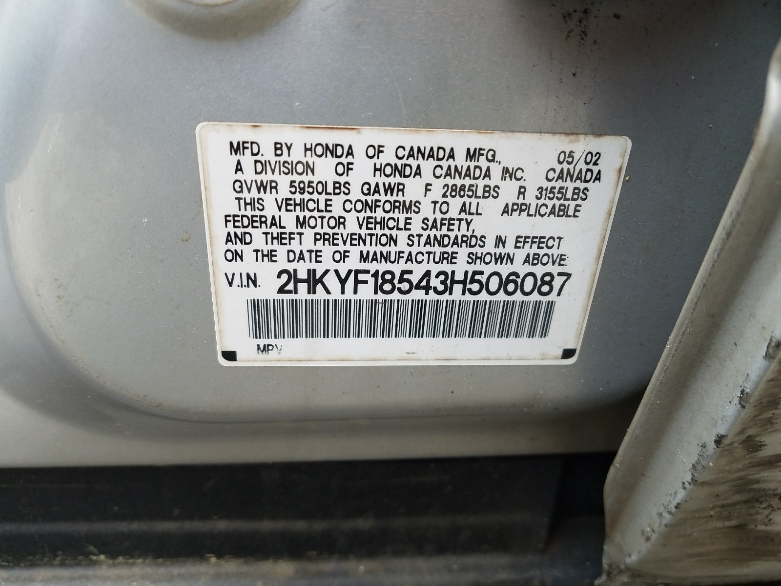 Zdjęcie 10 z aukcji – 2003 HONDA PILOT EXL z VIN 2HKYF18543H506087