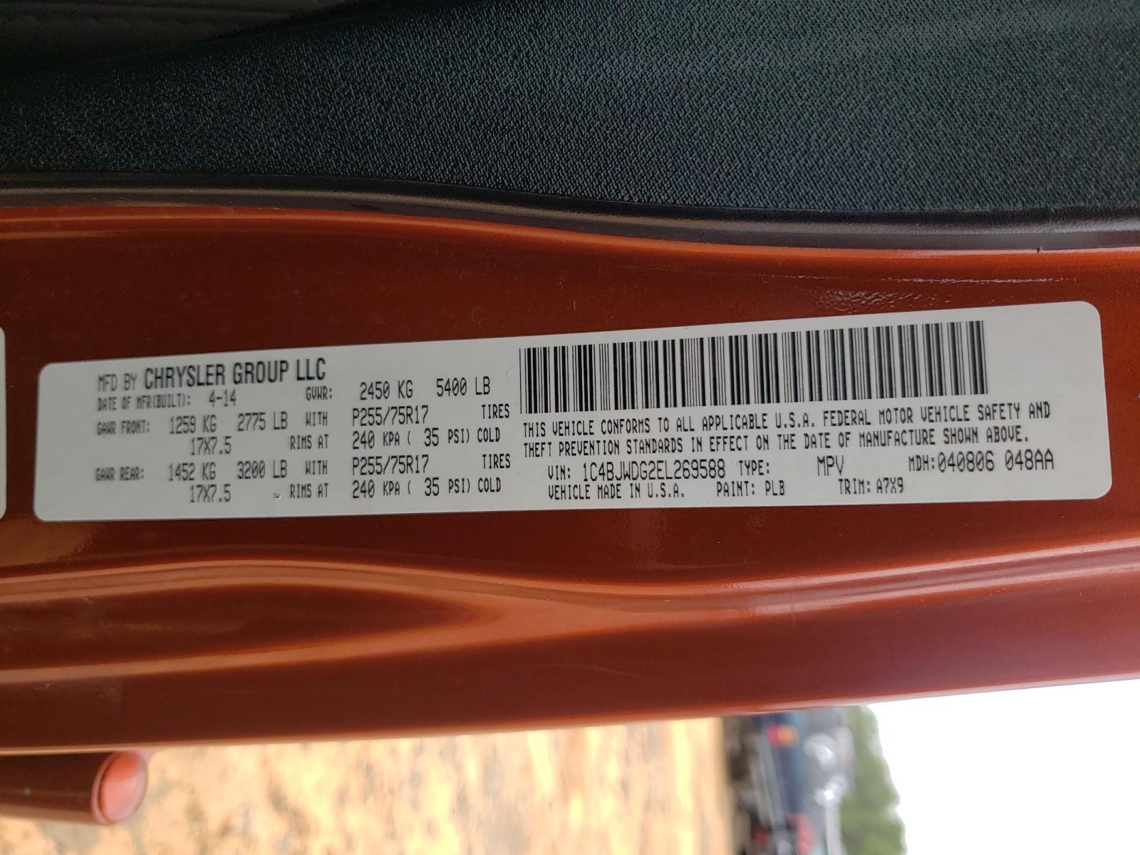 Photo 10 from auction – 2014 JEEP WRANGLER U with VIN 1C4BJWDG2EL269588