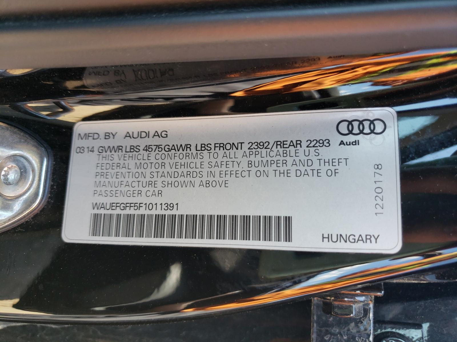 Photo 10 from auction – 2015 AUDI A3 PREMIUM with VIN WAUEFGFF5F1011391