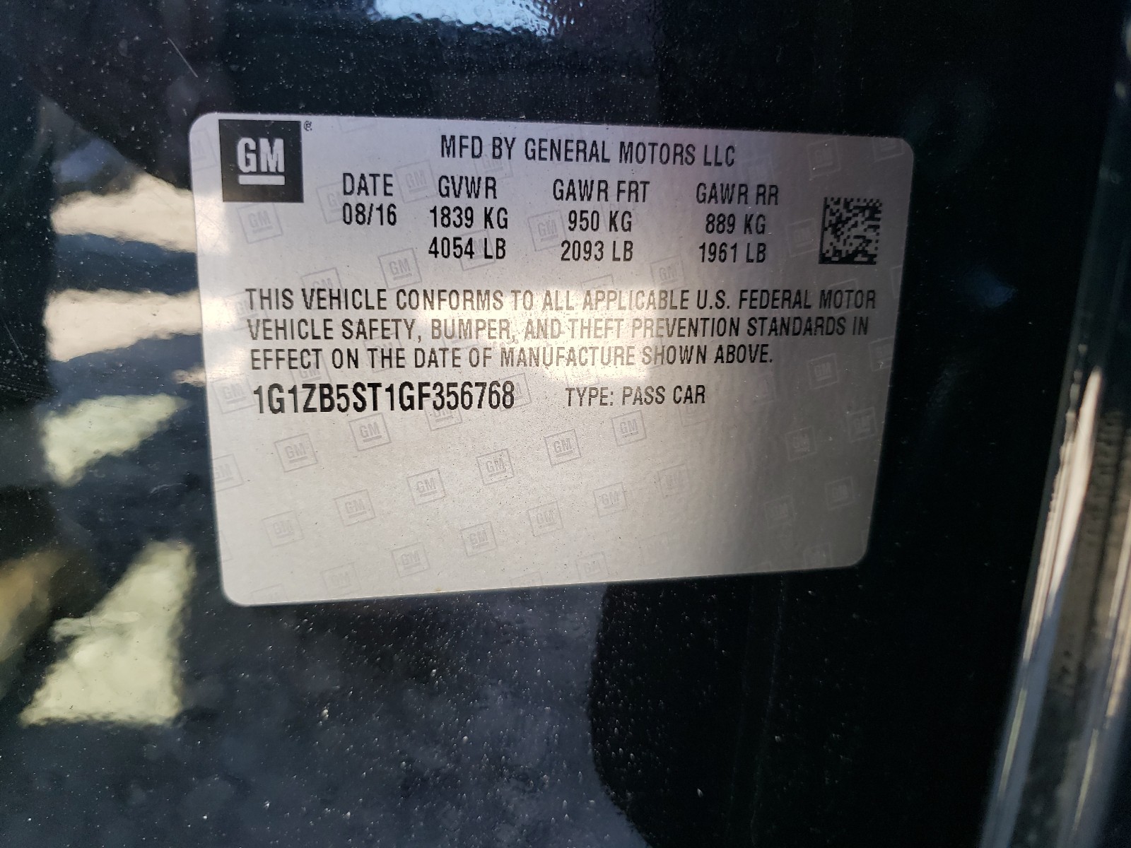 Photo 10 from auction – 2016 CHEVROLET MALIBU LS with VIN 1G1ZB5ST1GF356768