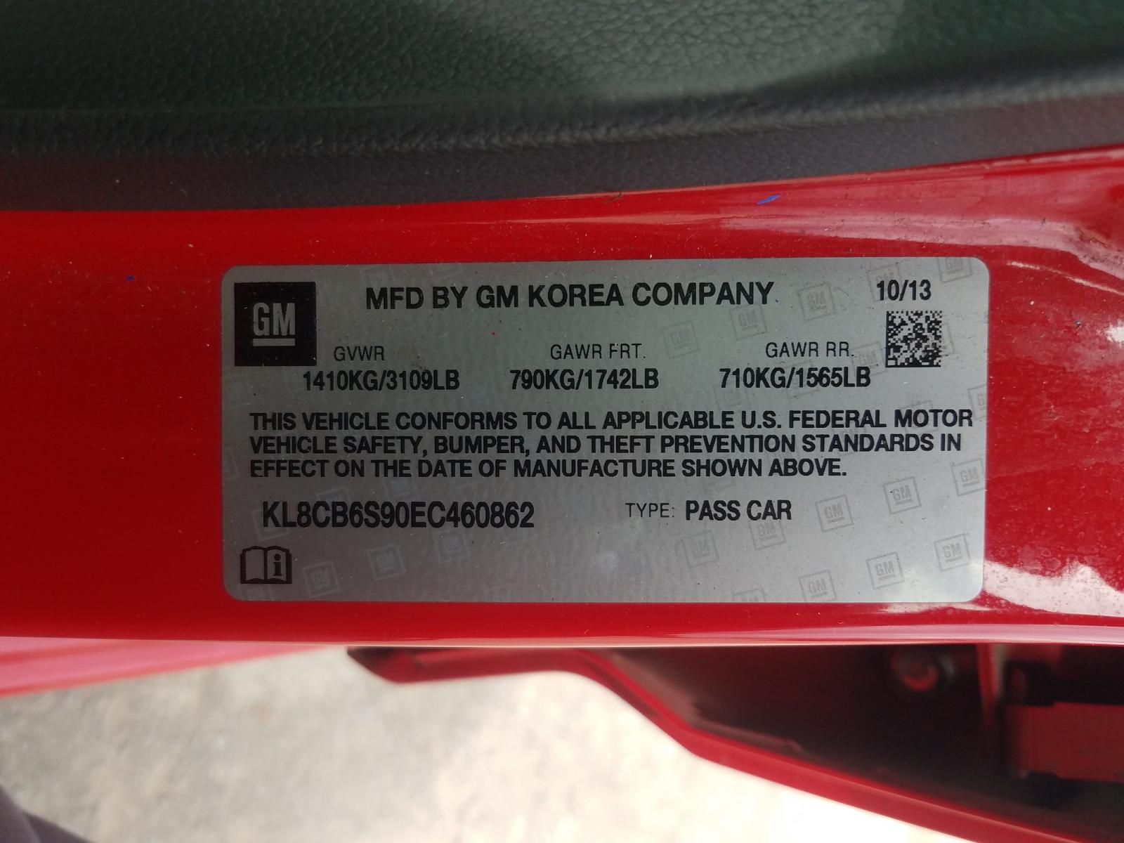 Photo 10 from auction – 2014 CHEVROLET SPARK LS with VIN KL8CB6S90EC460862