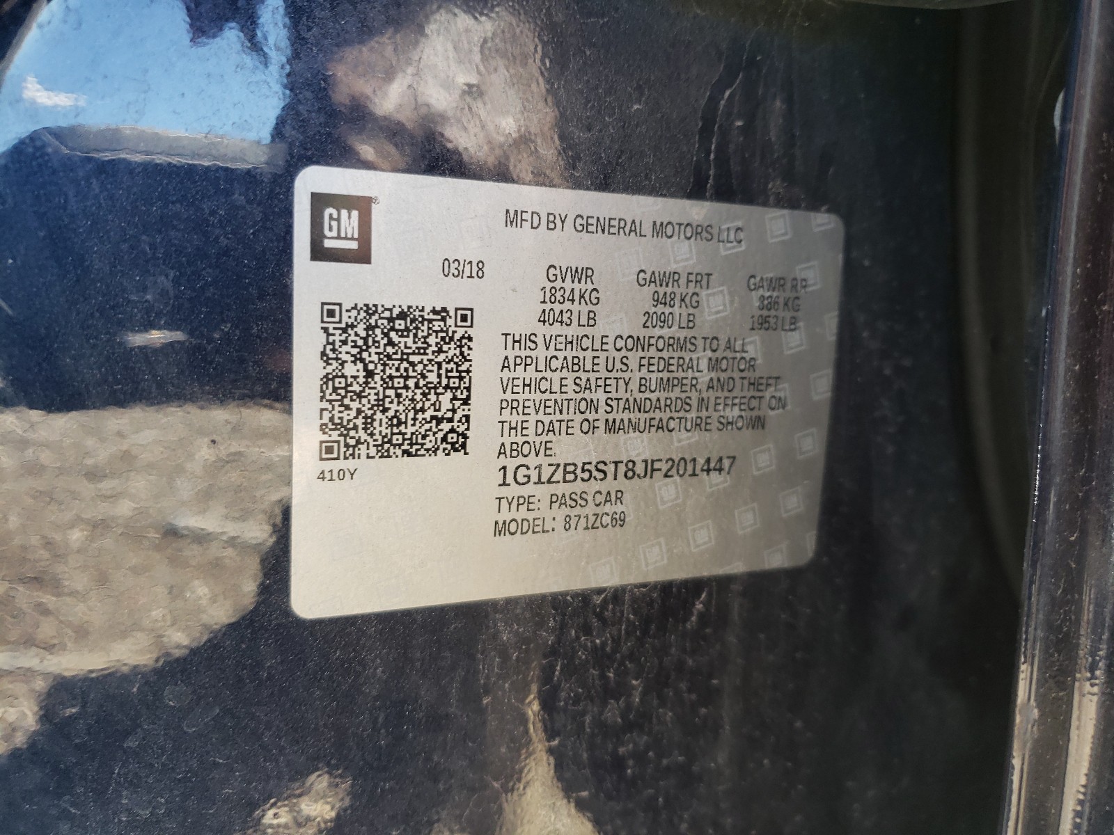 Photo 10 from auction – 2018 CHEVROLET MALIBU LS with VIN 1G1ZB5ST8JF201447