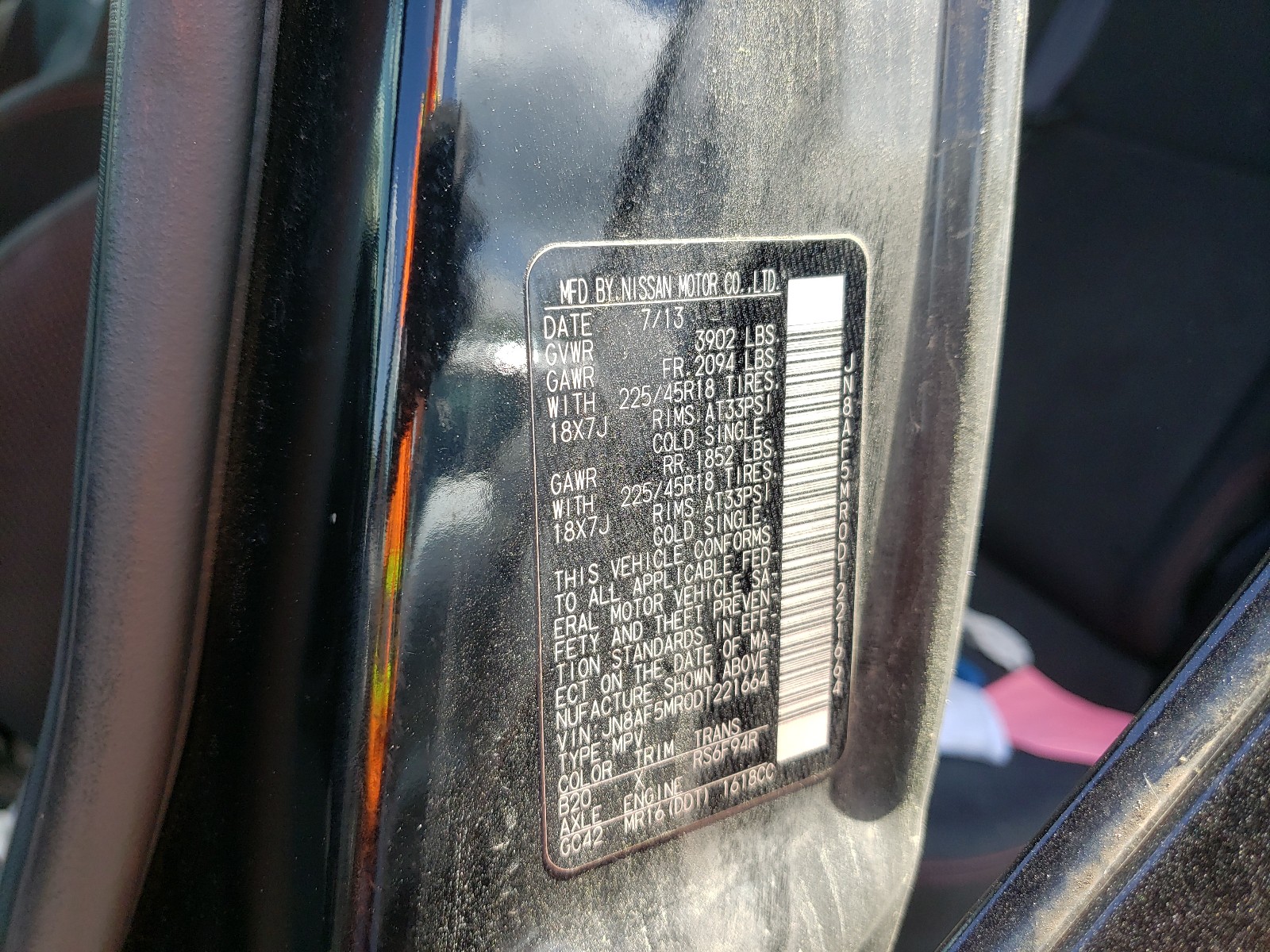 Photo 10 from auction – 2013 NISSAN JUKE S with VIN JN8AF5MR0DT221664