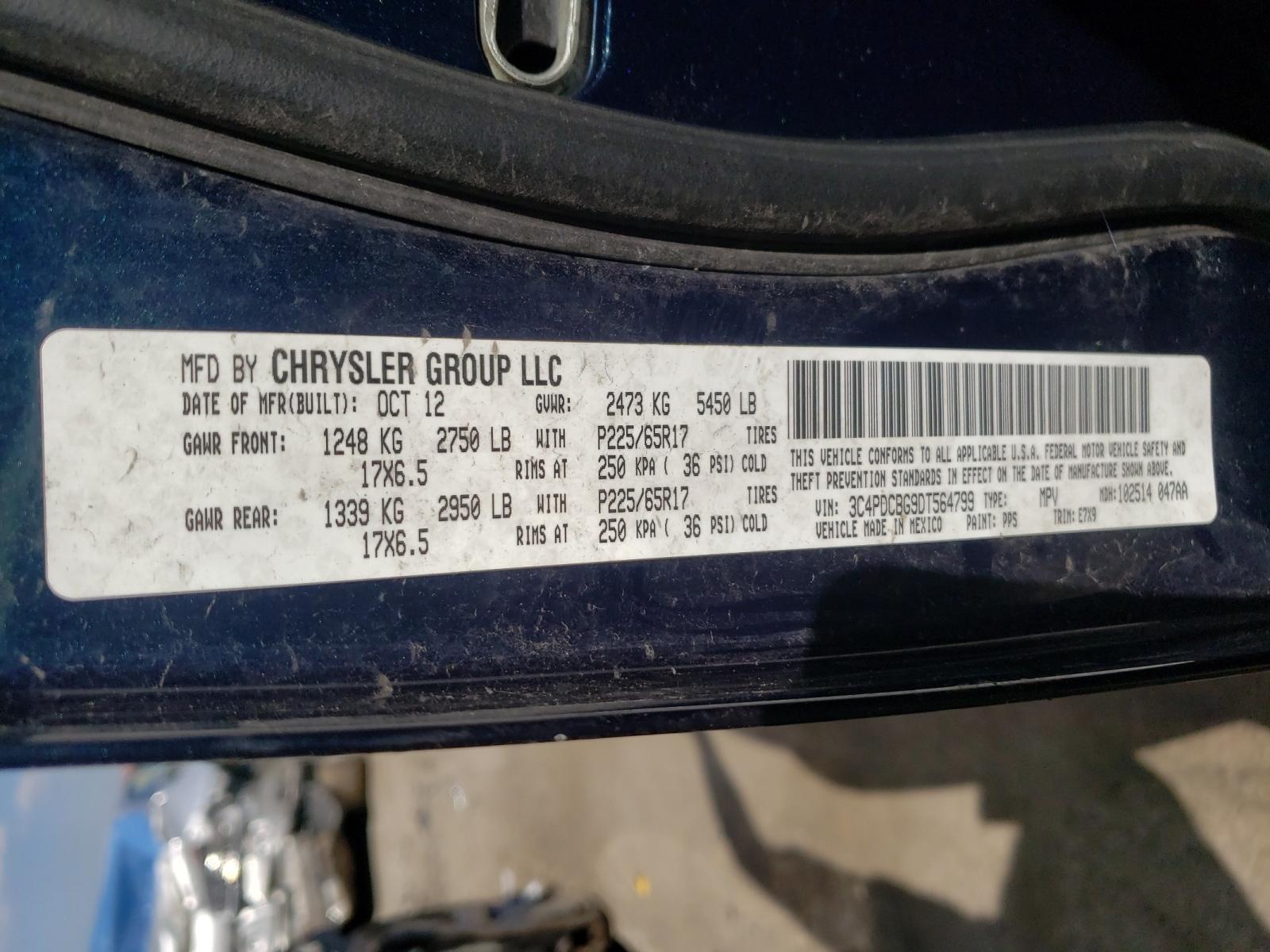 Photo 10 from auction – 2013 DODGE JOURNEY SX with VIN 3C4PDCBG9DT564799