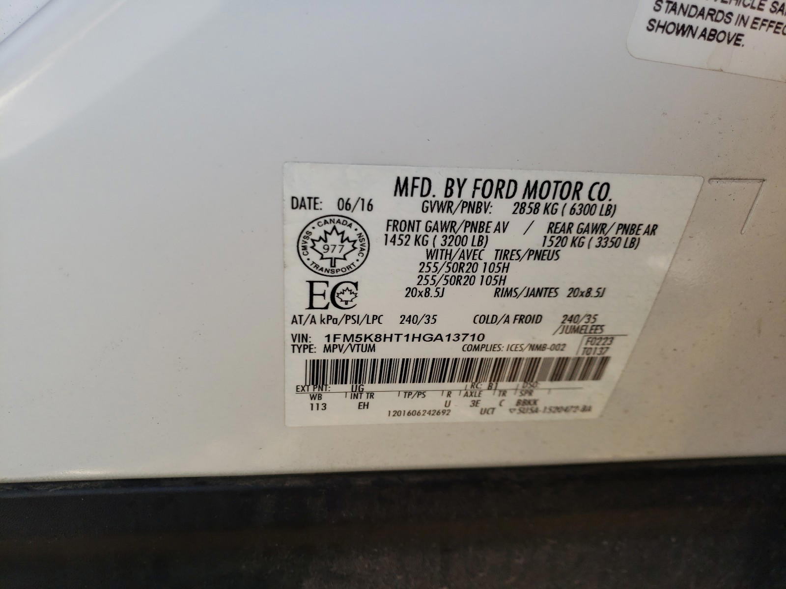 Photo 10 from auction – 2017 FORD EXPLORER with VIN 1FM5K8HT1HGA13710