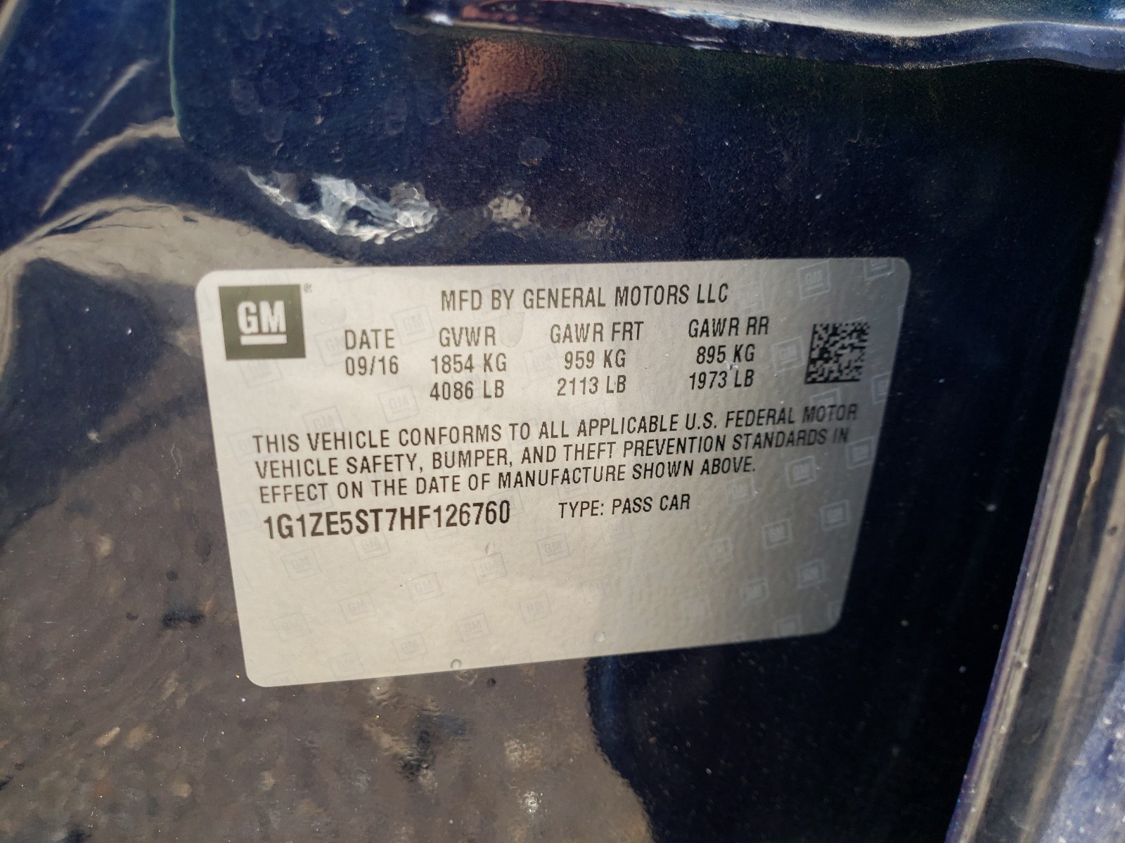 Photo 10 from auction – 2017 CHEVROLET MALIBU LT with VIN 1G1ZE5ST7HF126760