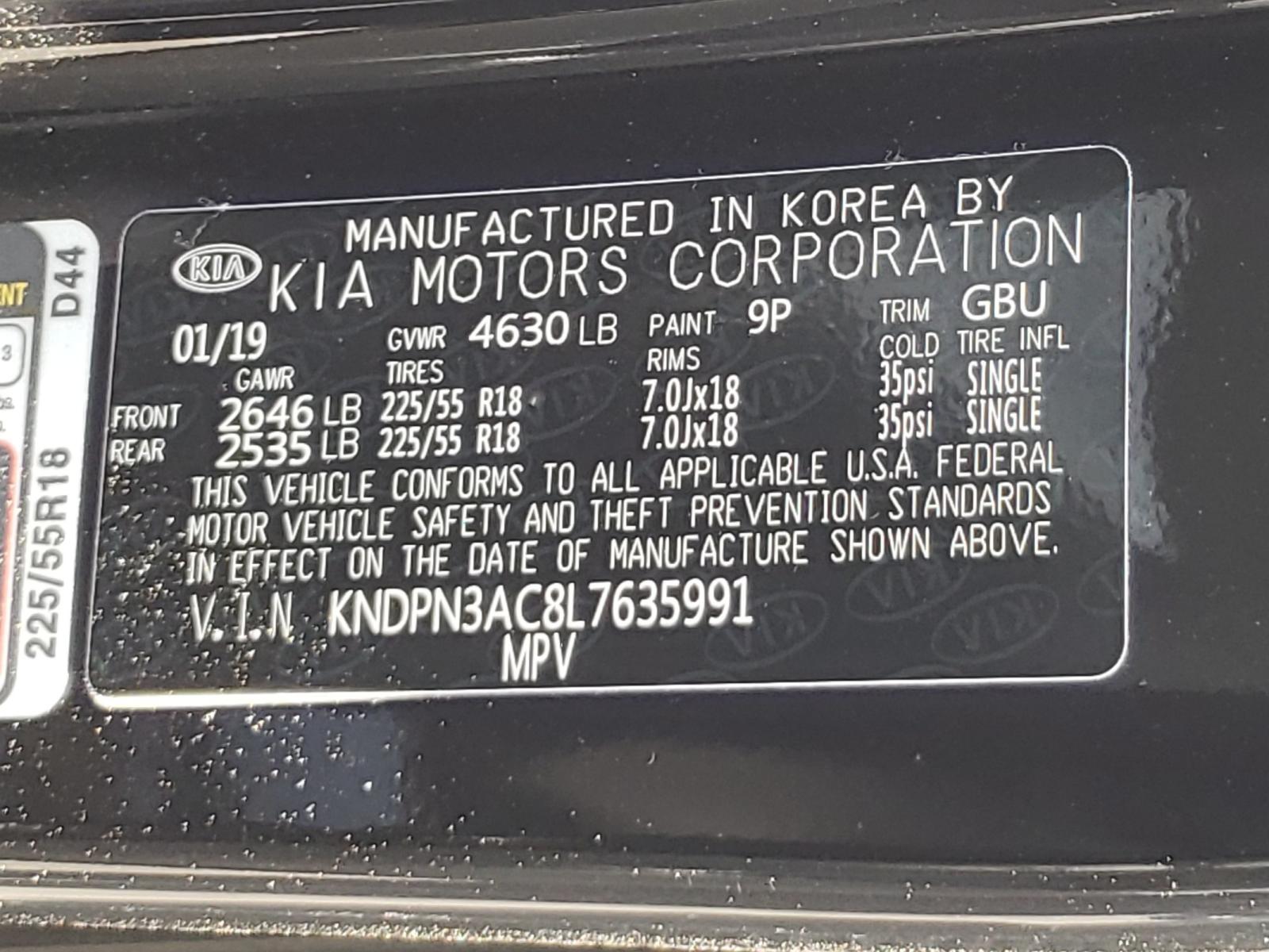 Photo 10 from auction – 2020 KIA SPORTAGE E with VIN KNDPN3AC8L7635991