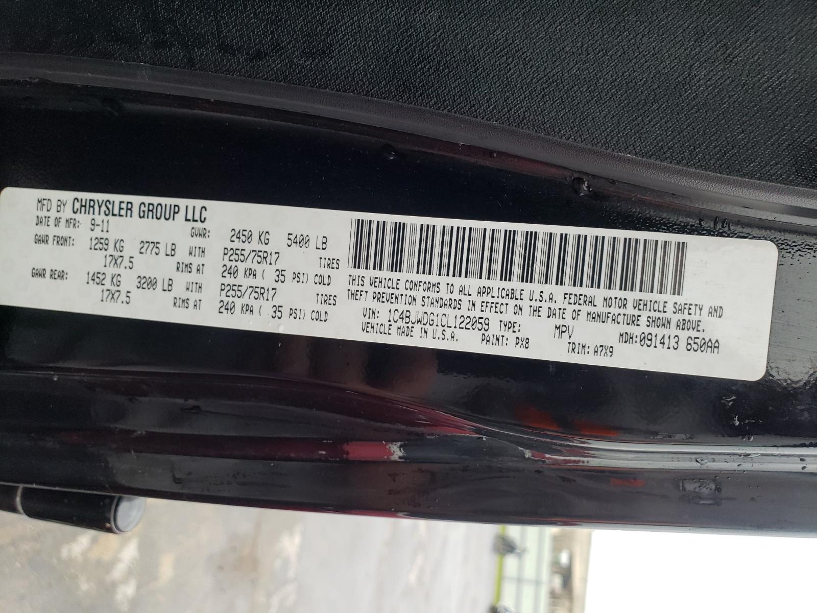 Photo 10 from auction – 2012 JEEP WRANGLER U with VIN 1C4BJWDG1CL122059