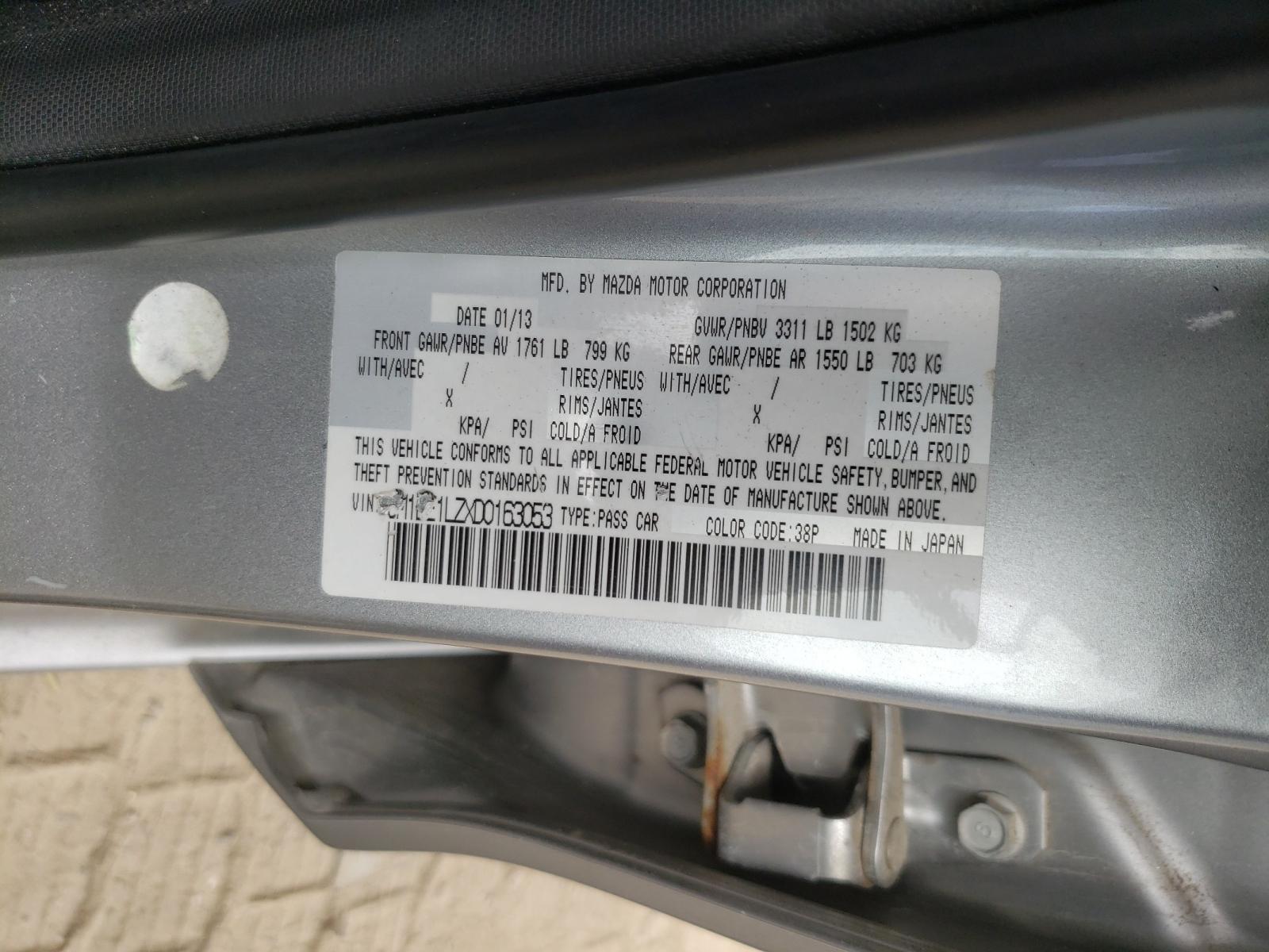 Photo 10 from auction – 2013 MAZDA MAZDA2 with VIN JM1DE1LZXD0163053