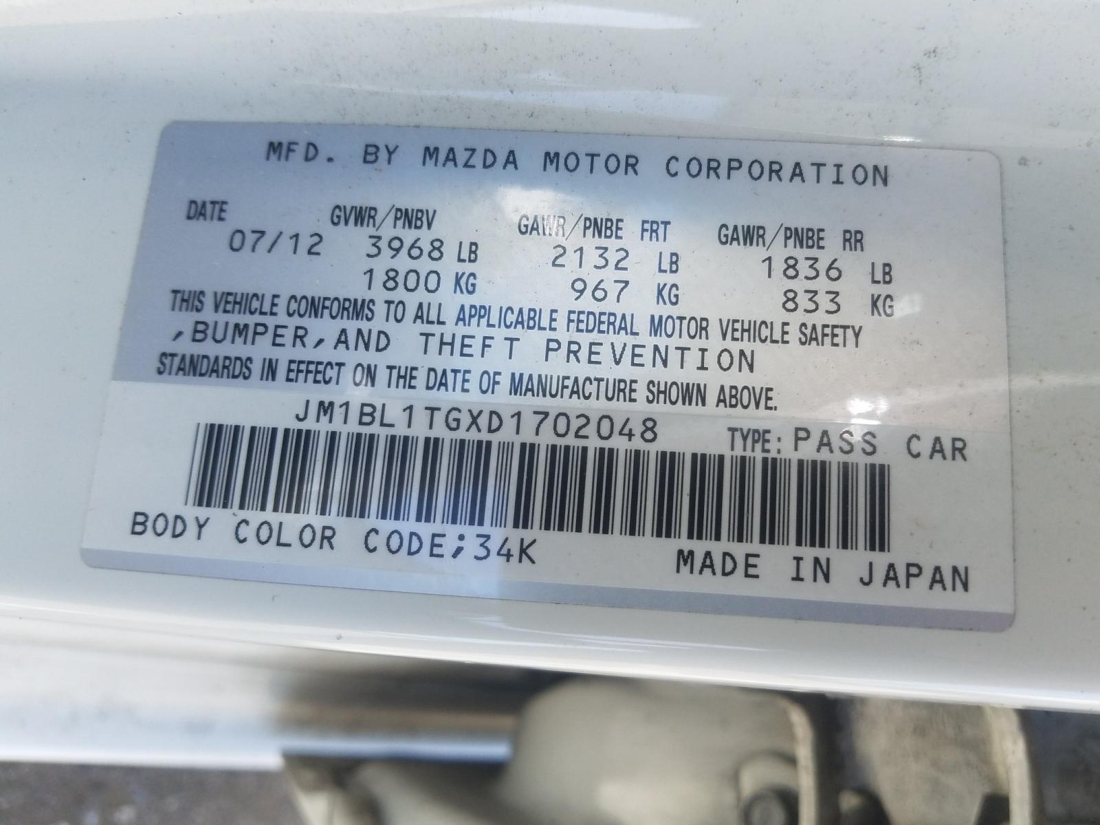 Photo 10 from auction – 2013 MAZDA 3 I with VIN JM1BL1TGXD1702048