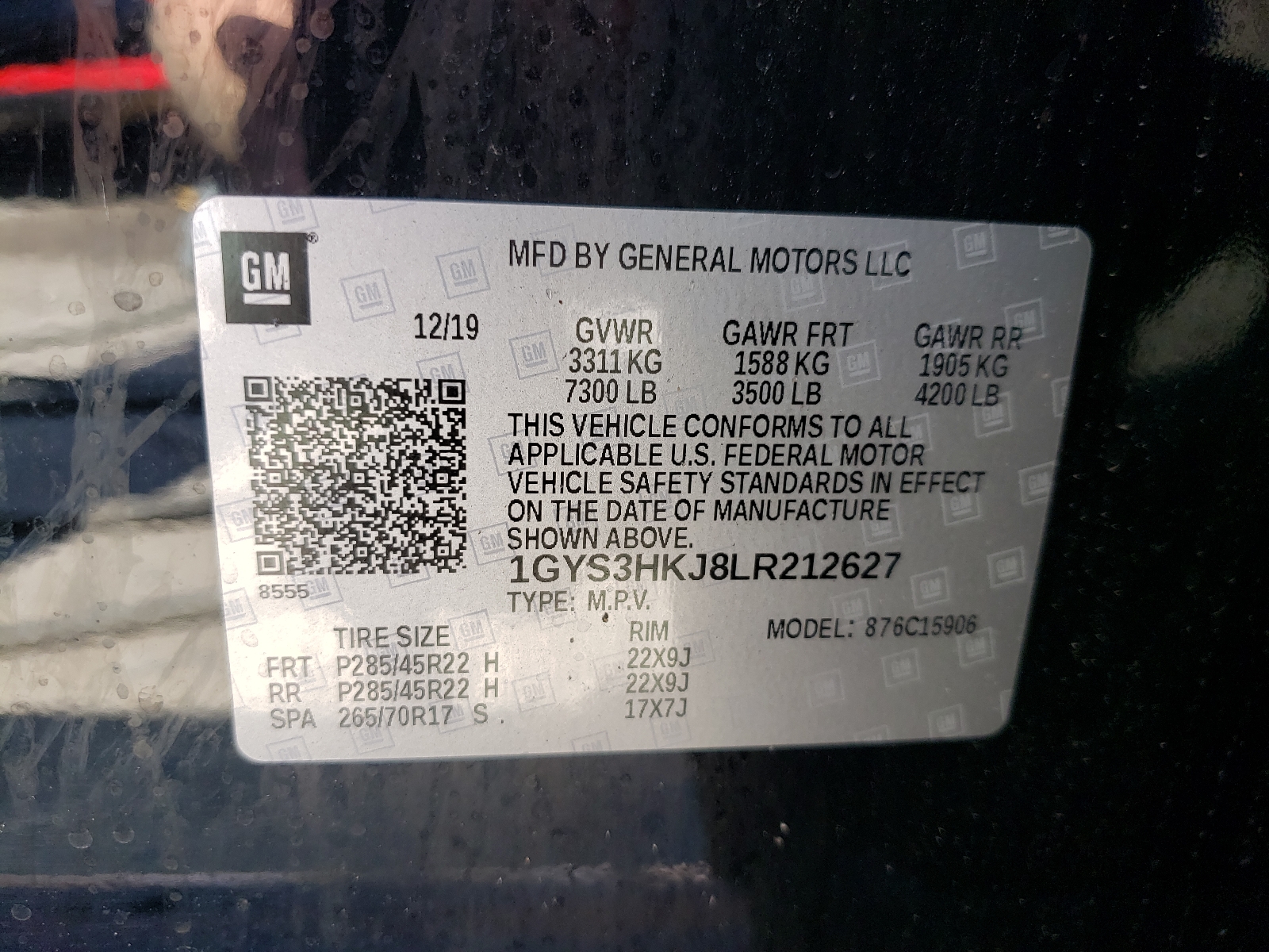 Photo 10 from auction – 2020 CADILLAC ESCALADE E with VIN 1GYS3HKJ8LR212627