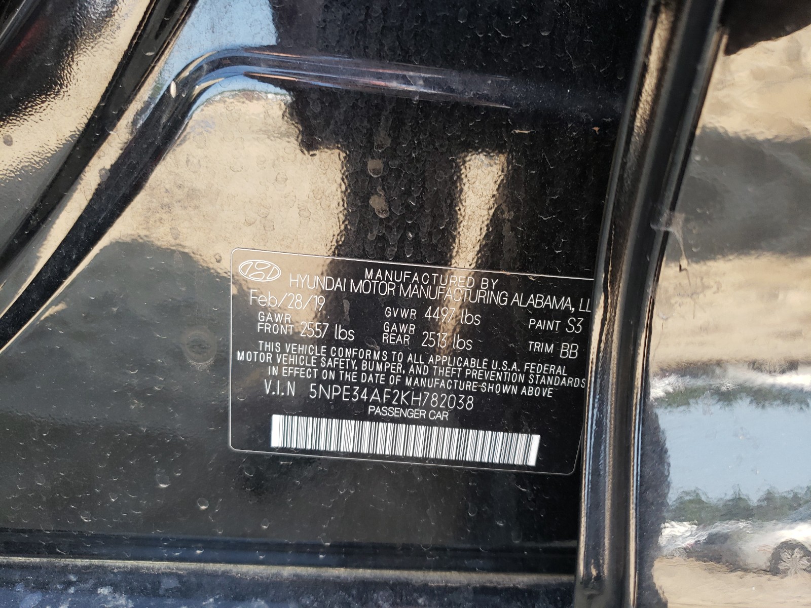 Photo 10 from auction – 2019 HYUNDAI SONATA LIM with VIN 5NPE34AF2KH782038