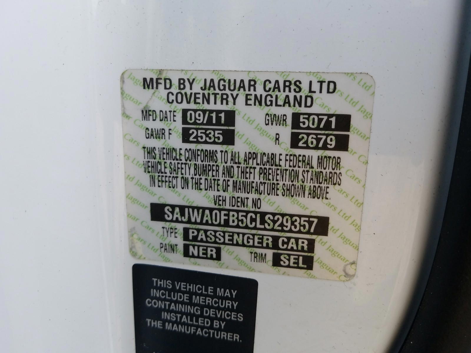 Photo 10 from auction – 2012 JAGUAR XF with VIN SAJWA0FB5CLS29357