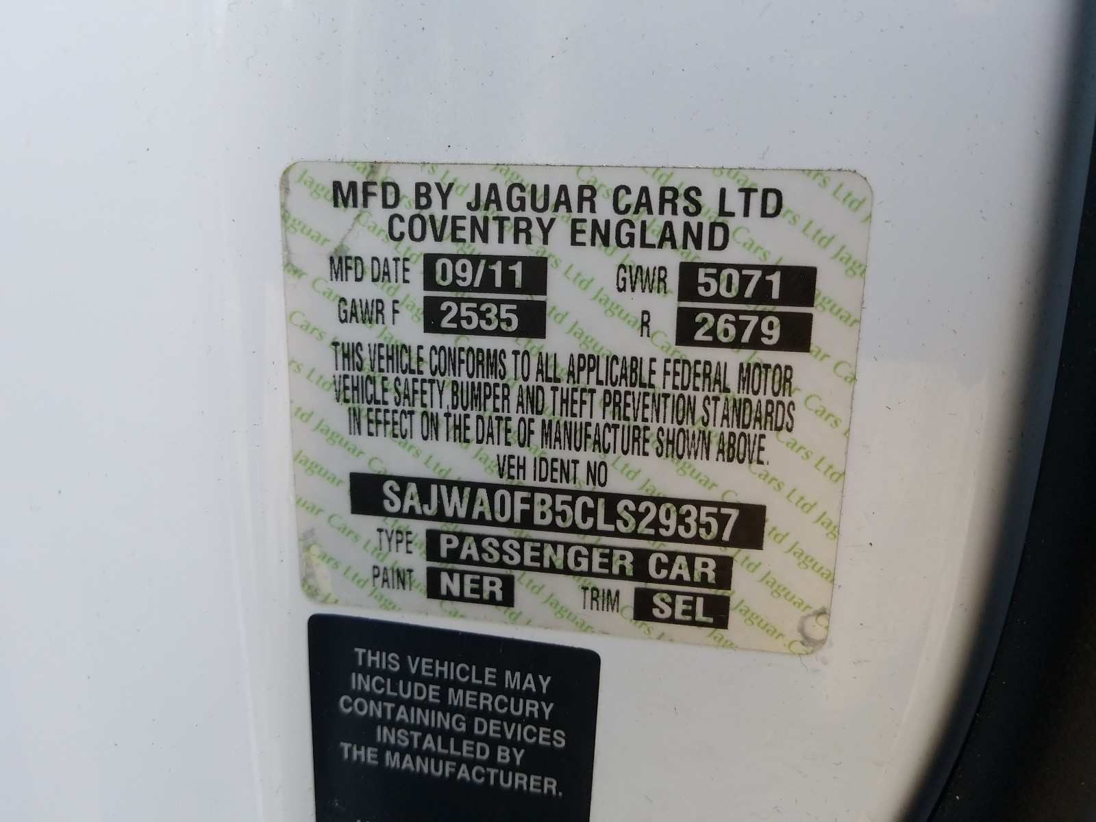 صورة رقم 10 من المزاد - 2012 JAGUAR XF مع VIN SAJWA0FB5CLS29357