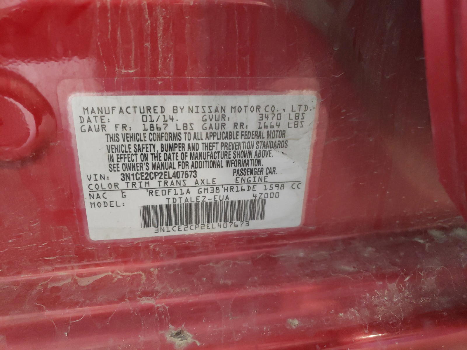 Photo 10 from auction – 2014 NISSAN VERSA NOTE with VIN 3N1CE2CP2EL407673
