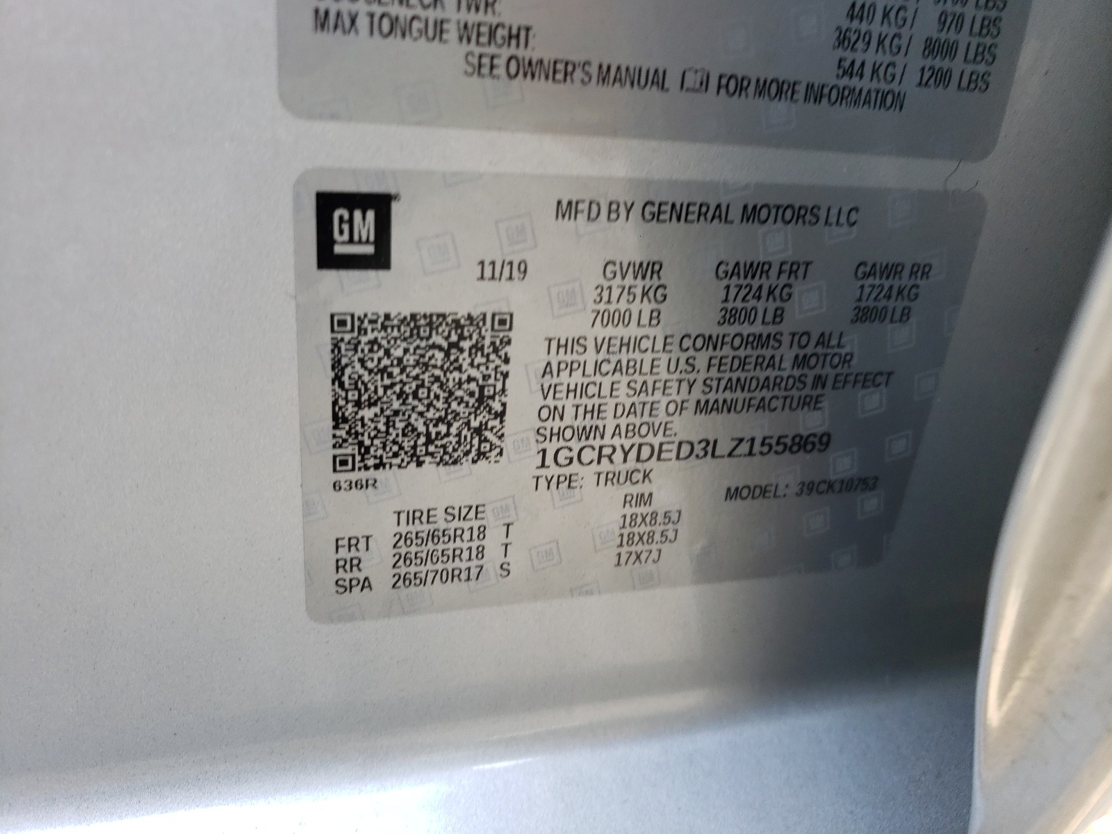 Photo 10 from auction – 2020 CHEVROLET SILVERADO with VIN 1GCRYDED3LZ155869