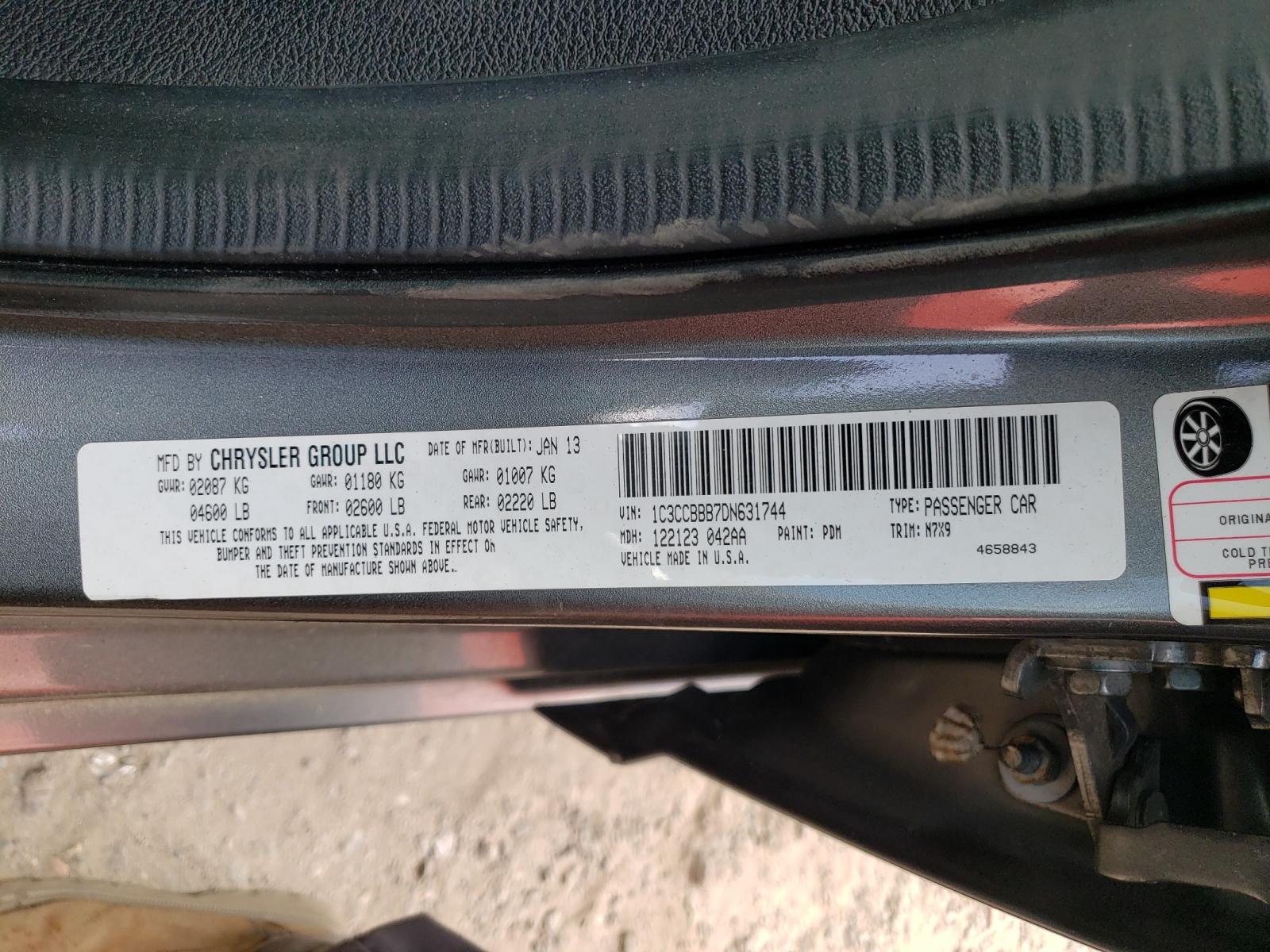 Photo 10 from auction – 2013 CHRYSLER 200 TOURIN with VIN 1C3CCBBB7DN631744
