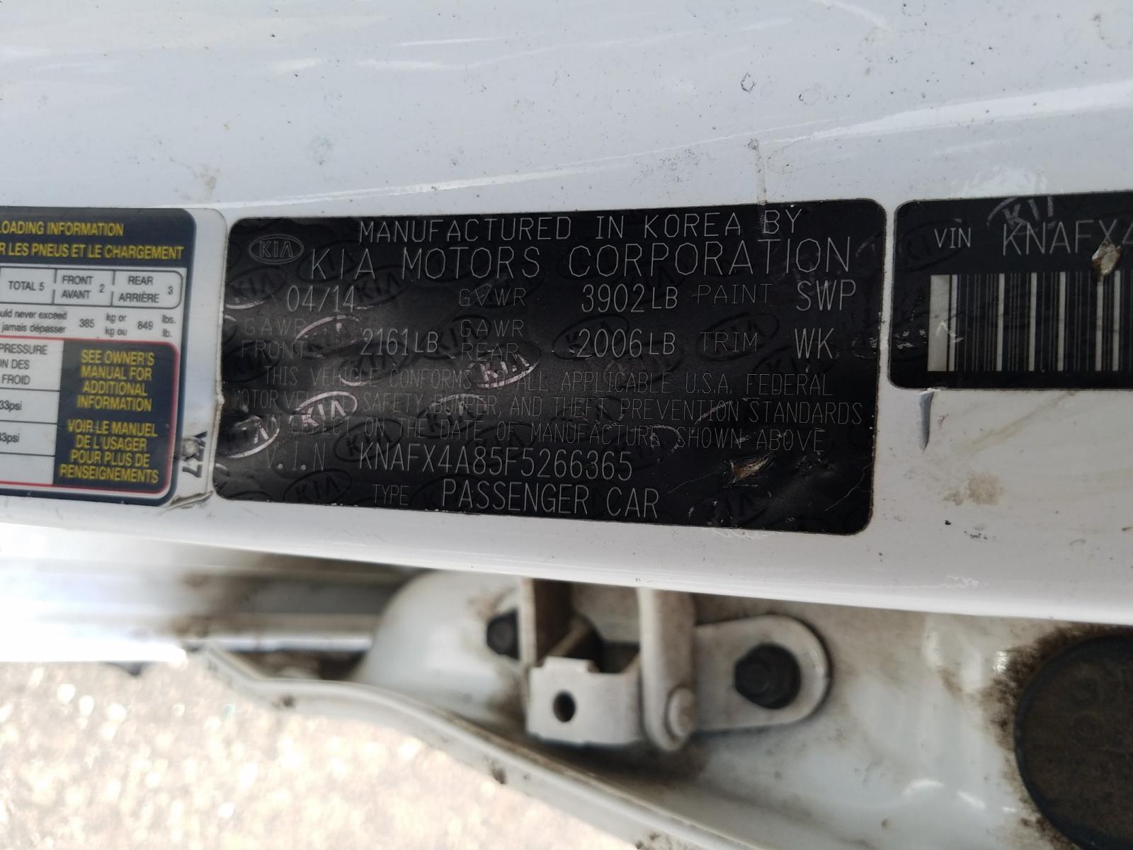 Photo 10 from auction – 2015 KIA FORTE EX with VIN KNAFX4A85F5266365