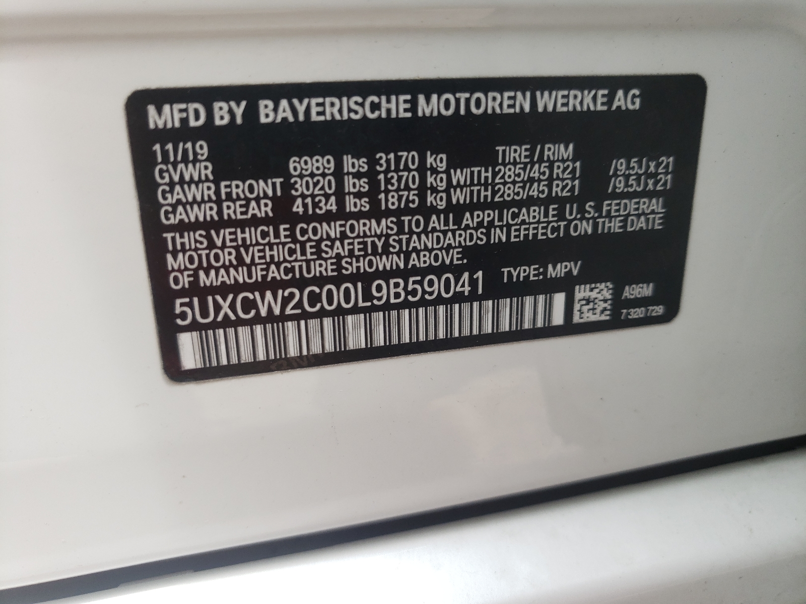Photo 10 from auction – 2020 BMW X7 XDRIVE4 with VIN 5UXCW2C00L9B59041