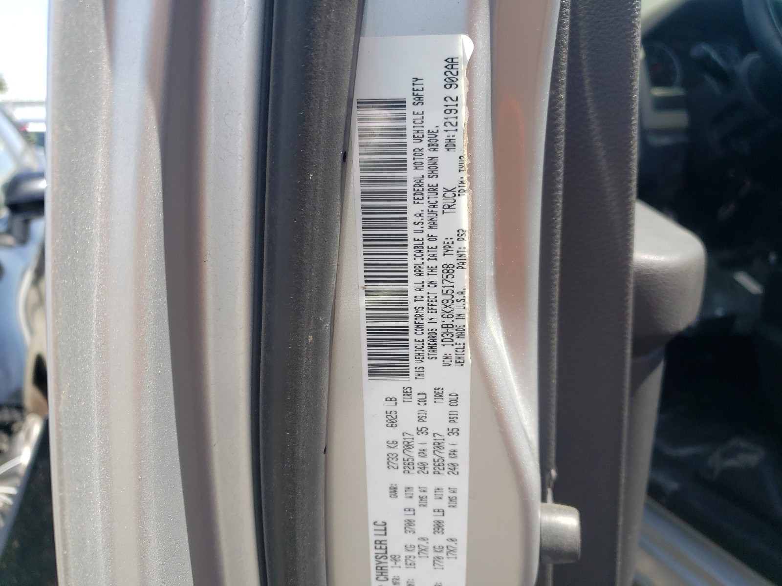 Photo 10 from auction – 2009 DODGE RAM 1500 with VIN 1D3HB16KX9J517588