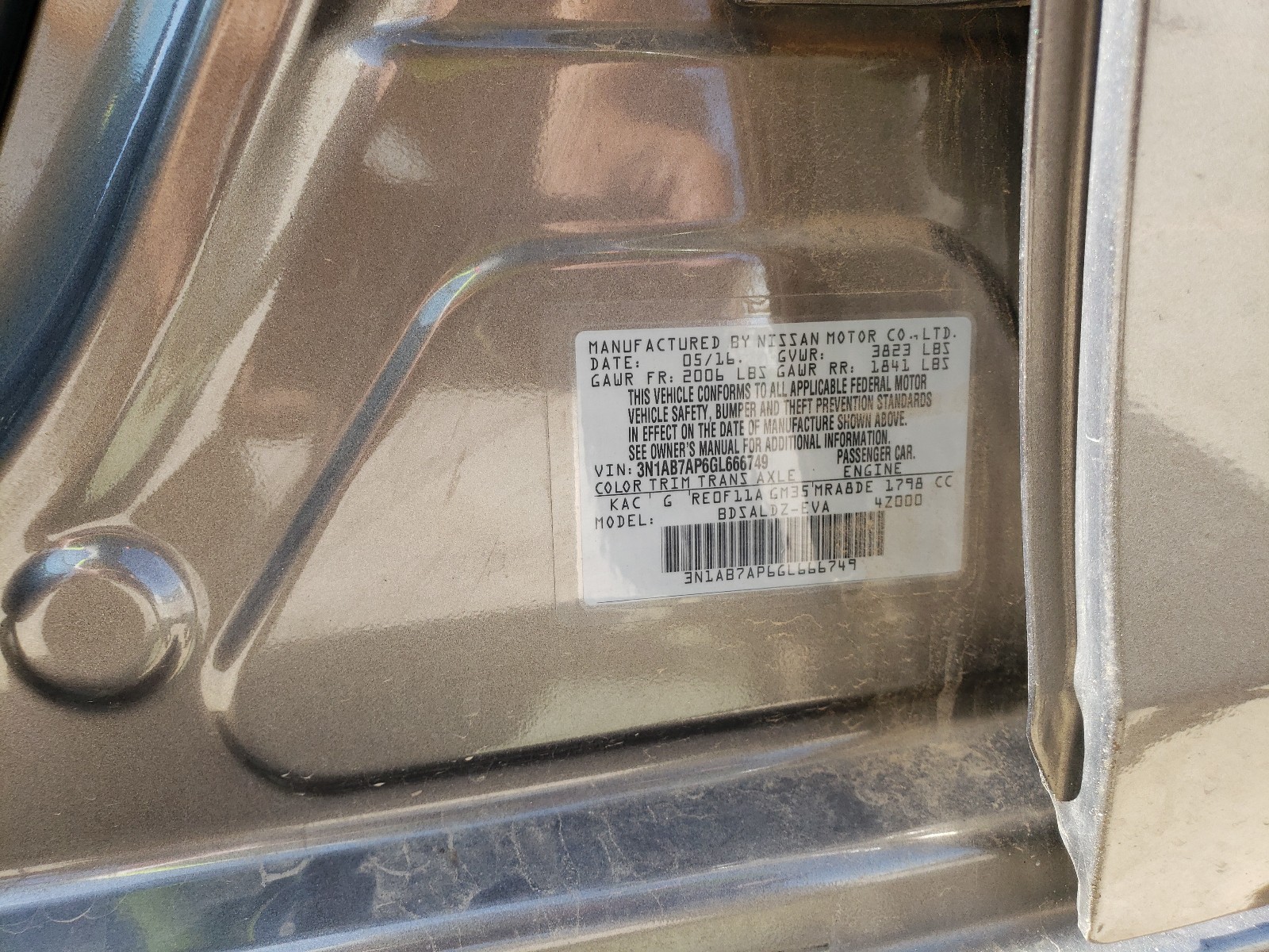 Photo 10 from auction – 2016 NISSAN SENTRA S with VIN 3N1AB7AP6GL666749