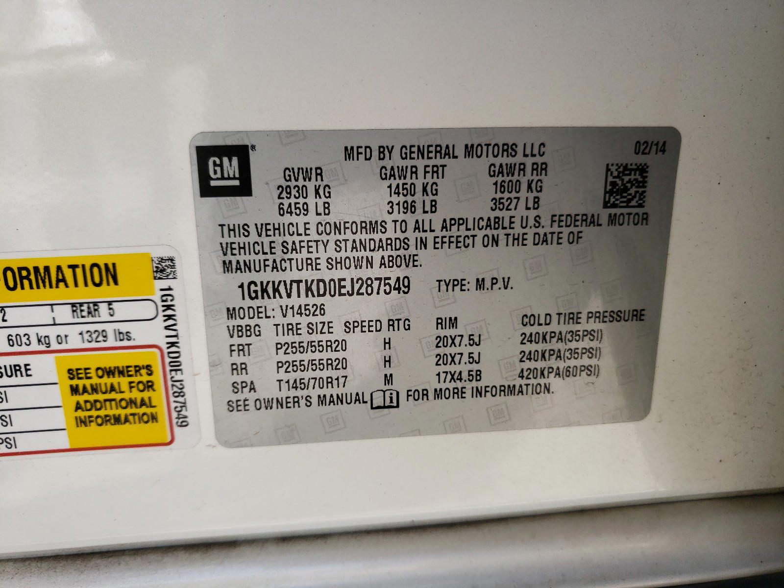 Photo 10 from auction – 2014 GMC ACADIA DEN with VIN 1GKKVTKD0EJ287549