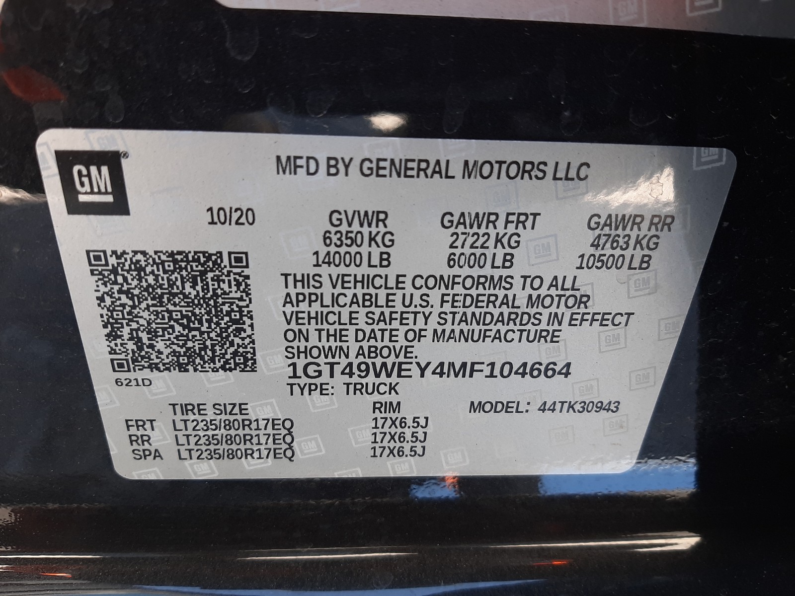 Photo 10 from auction – 2021 GMC SIERRA K35 with VIN 1GT49WEY4MF104664