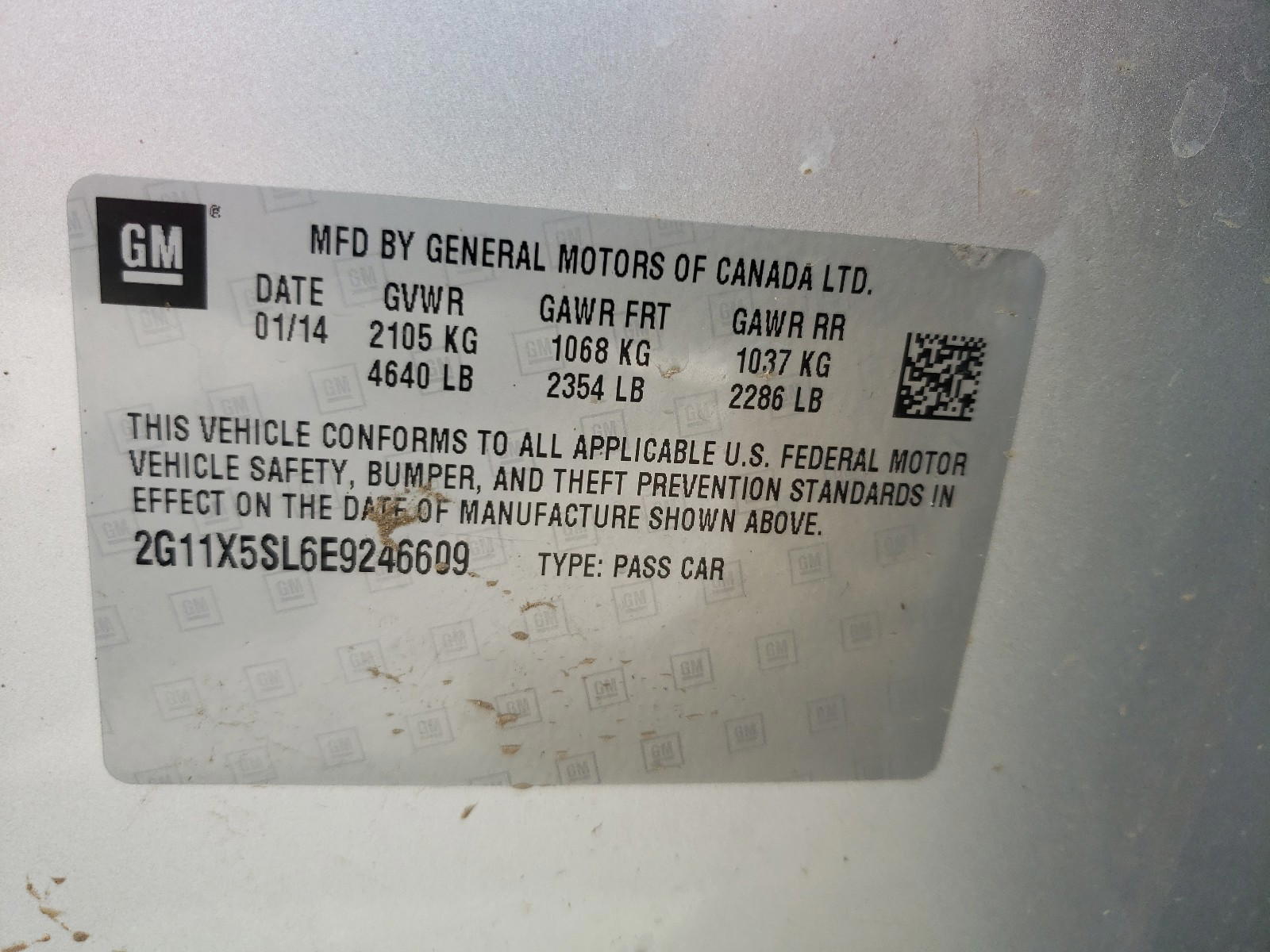 Photo 10 from auction – 2014 CHEVROLET IMPALA LS with VIN 2G11X5SL6E9246609