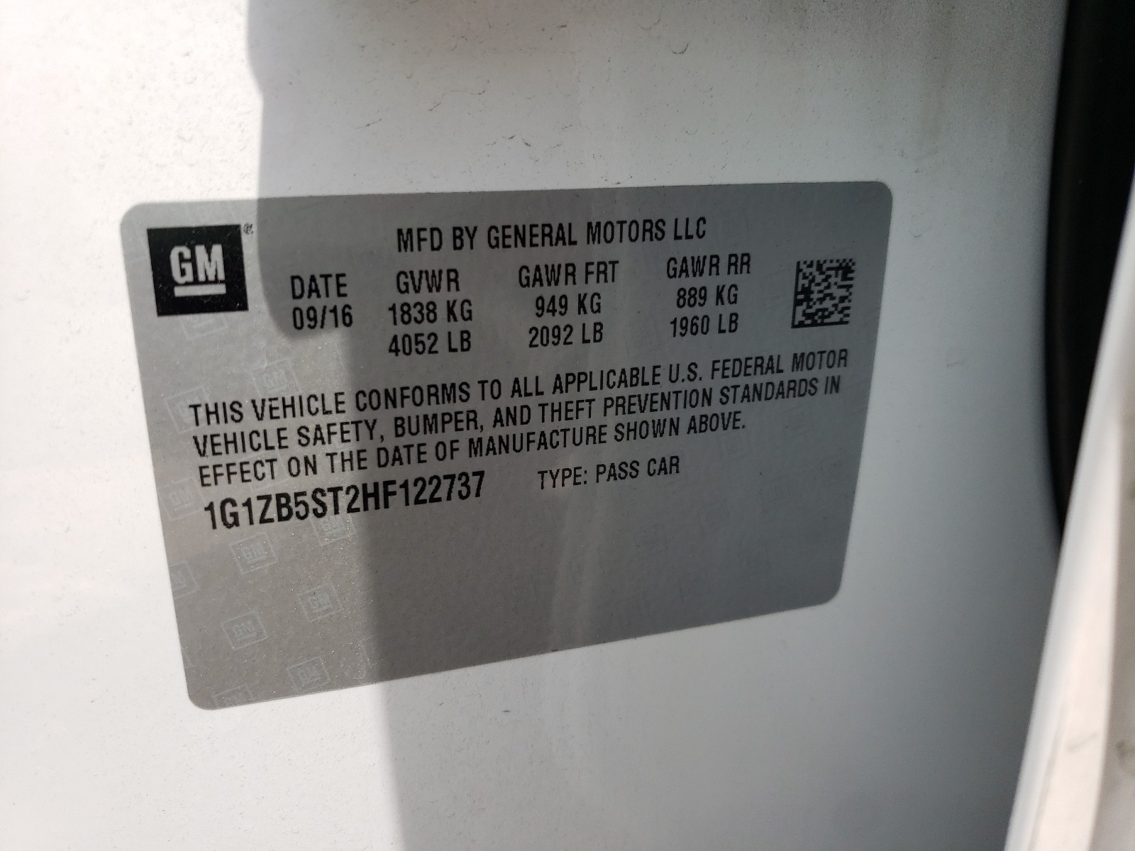 Photo 10 from auction – 2017 CHEVROLET MALIBU LS with VIN 1G1ZB5ST2HF122737