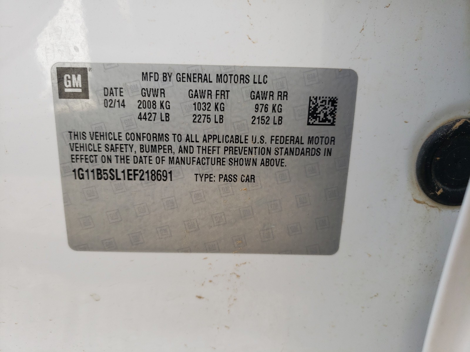 Photo 10 from auction – 2014 CHEVROLET MALIBU LS with VIN 1G11B5SL1EF218691