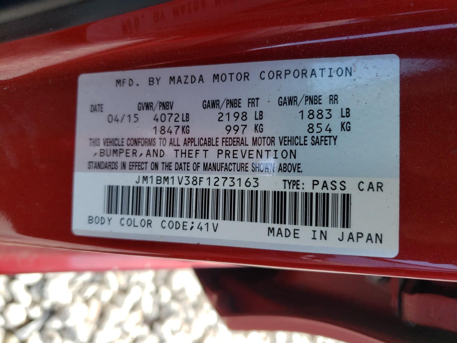 Photo 10 from auction – 2015 MAZDA 3 TOURING with VIN JM1BM1V38F1273163