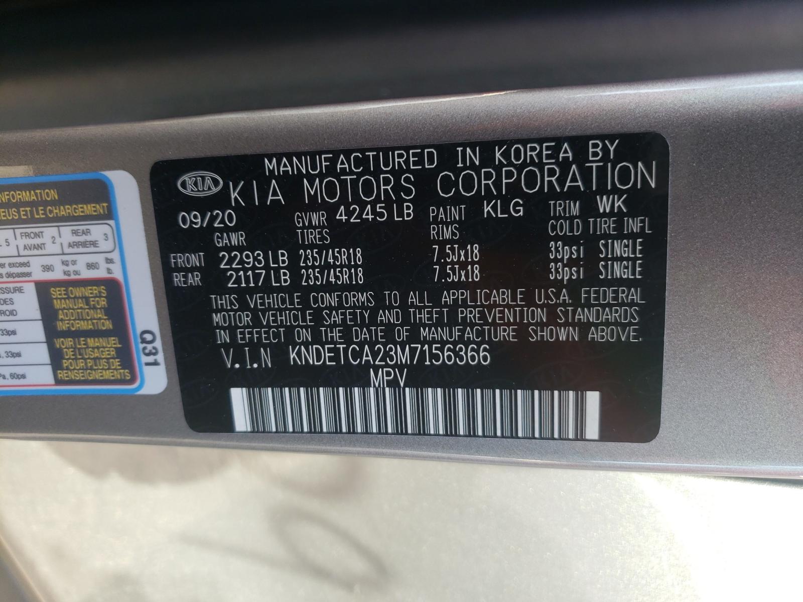 Photo 10 from auction – 2021 KIA SELTOS SX with VIN KNDETCA23M7156366