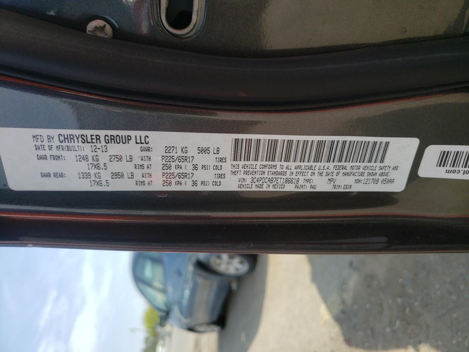 Photo 10 from auction – 2014 DODGE JOURNEY SE with VIN 3C4PDCAB7ET186618